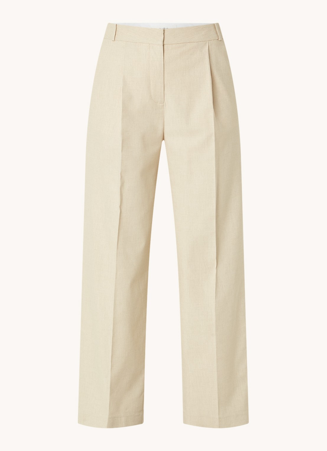 Ba&sh Jona wide fit pantalon met gemêleerd dessin - voorkant donkerbeige