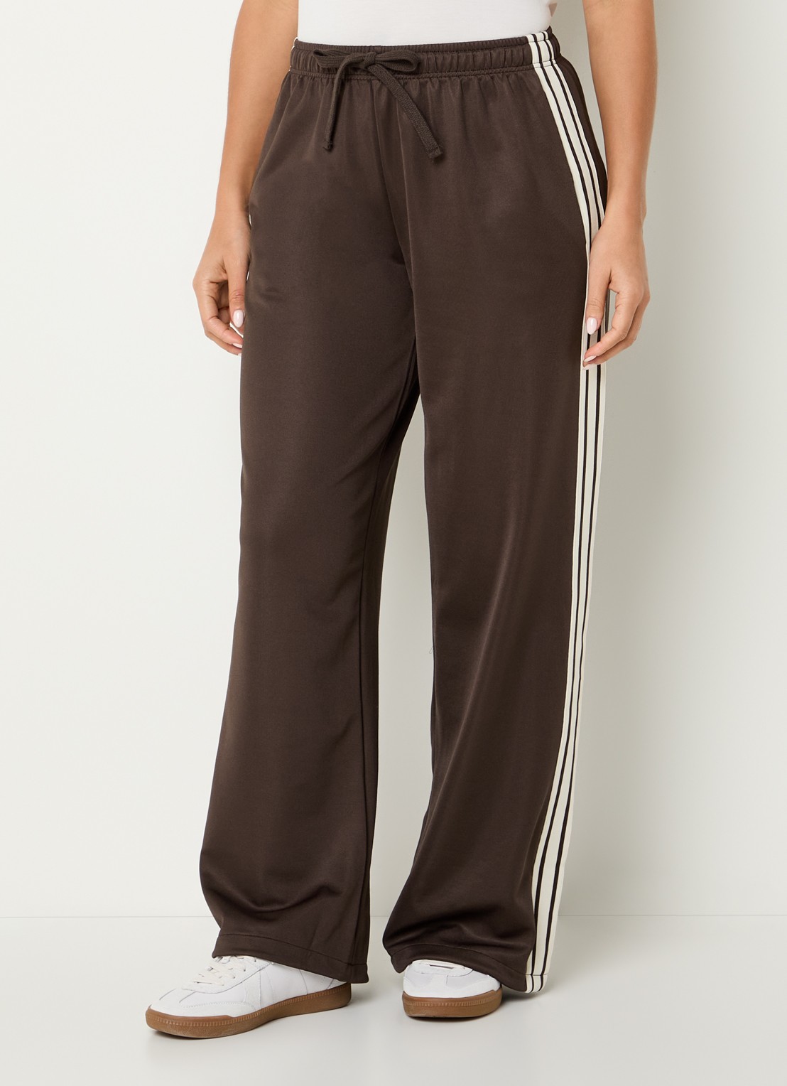 ba&sh Joshua high waist straight fit trackpants met trekkoord - detail 4 bruin