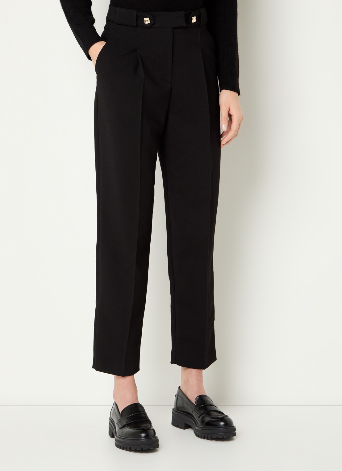 ba&sh Jude high waist tapered fit cropped pantalon met steekzakken - detail 4 zwart