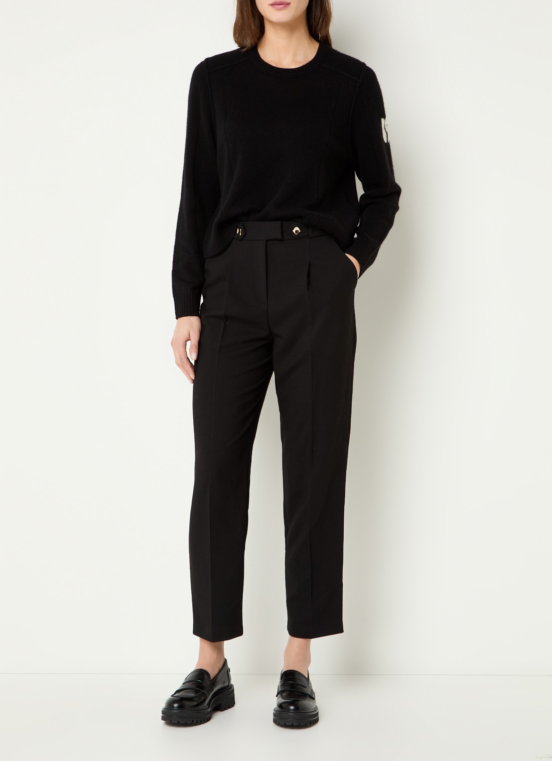 ba&sh Jude high waist tapered fit cropped pantalon met steekzakken - voorkant 3 zwart