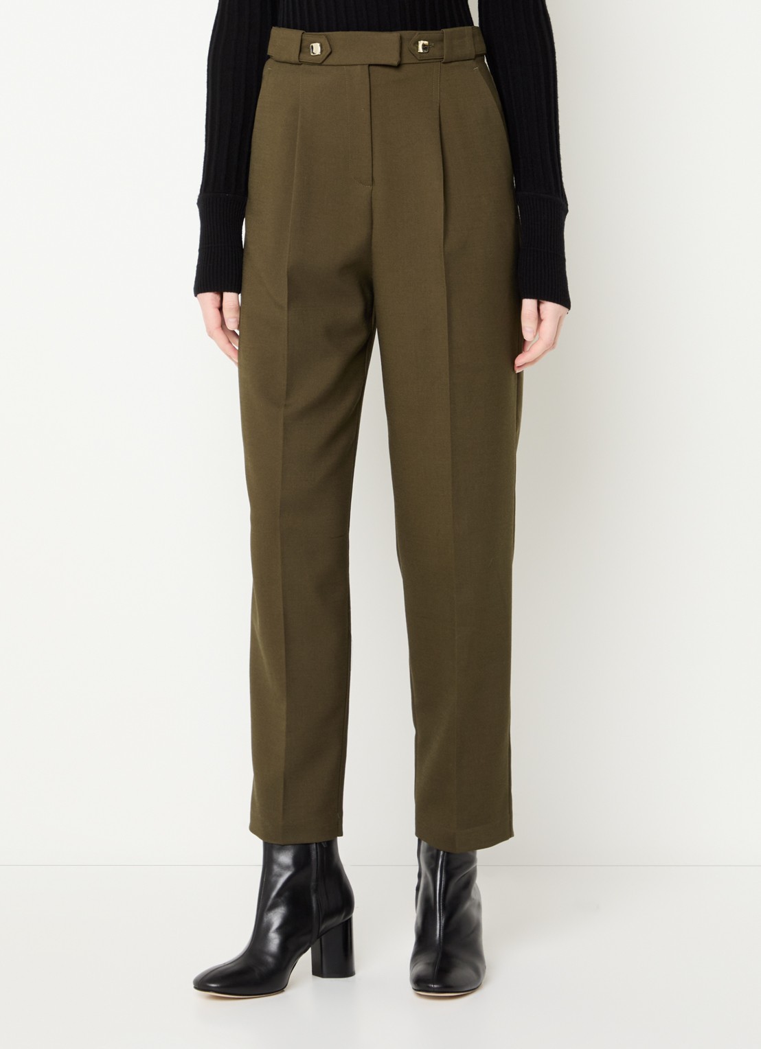ba&sh Jude high waist tapered fit cropped pantalon met steekzakken - detail 2 khaki
