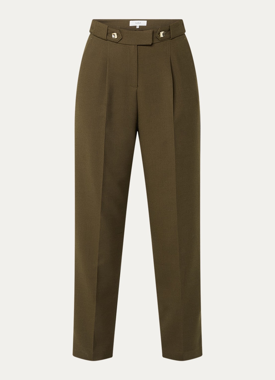 ba&sh Jude high waist tapered fit cropped pantalon met steekzakken - voorkant 3 khaki