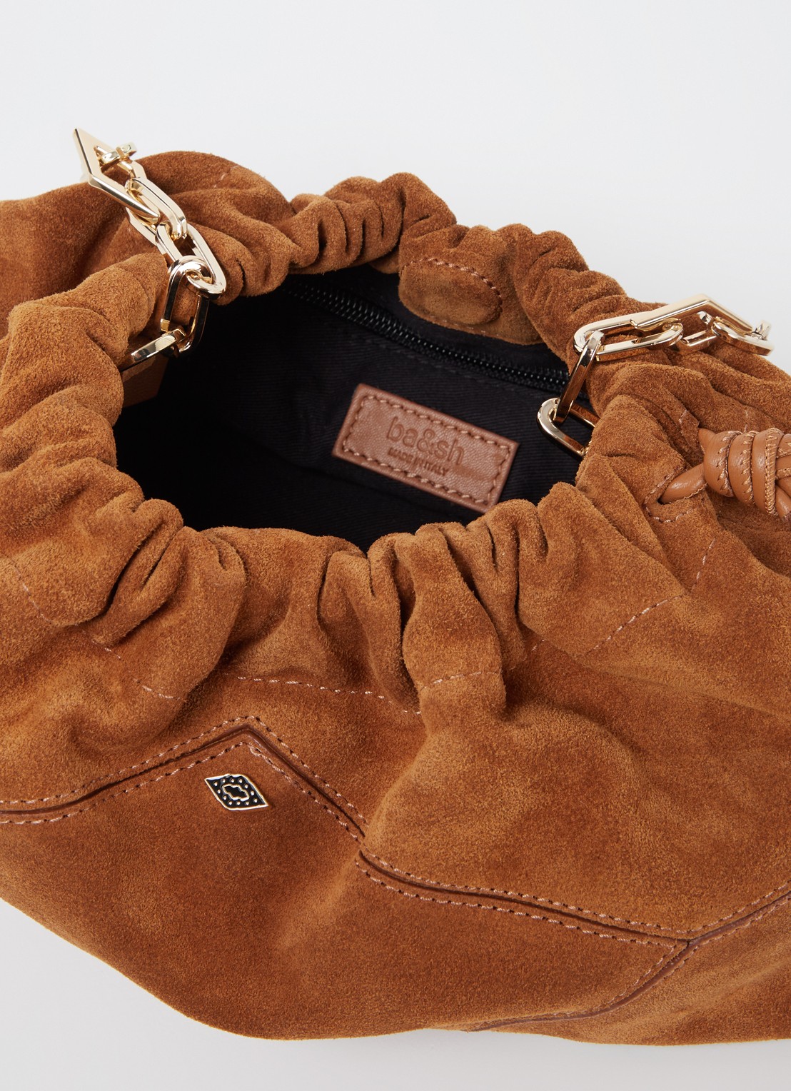 Ba&sh June clutch van suède - detail cognac