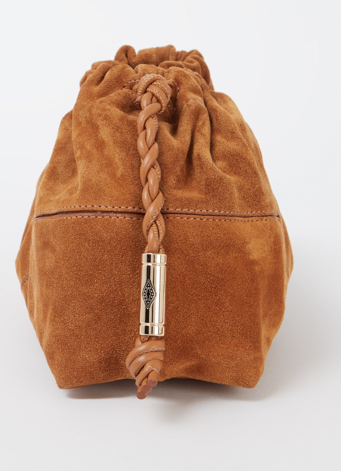 Ba&sh June clutch van suède - detail 2 cognac