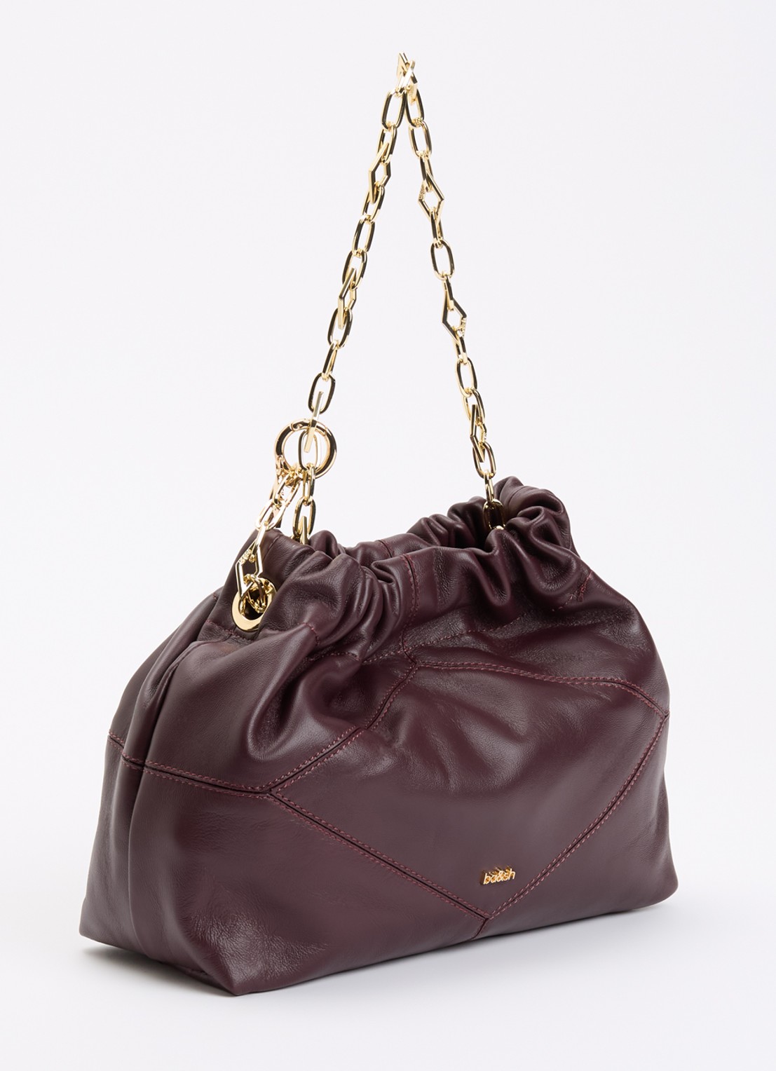 ba&sh June crossbodytas van leer - achterkant 5 aubergine