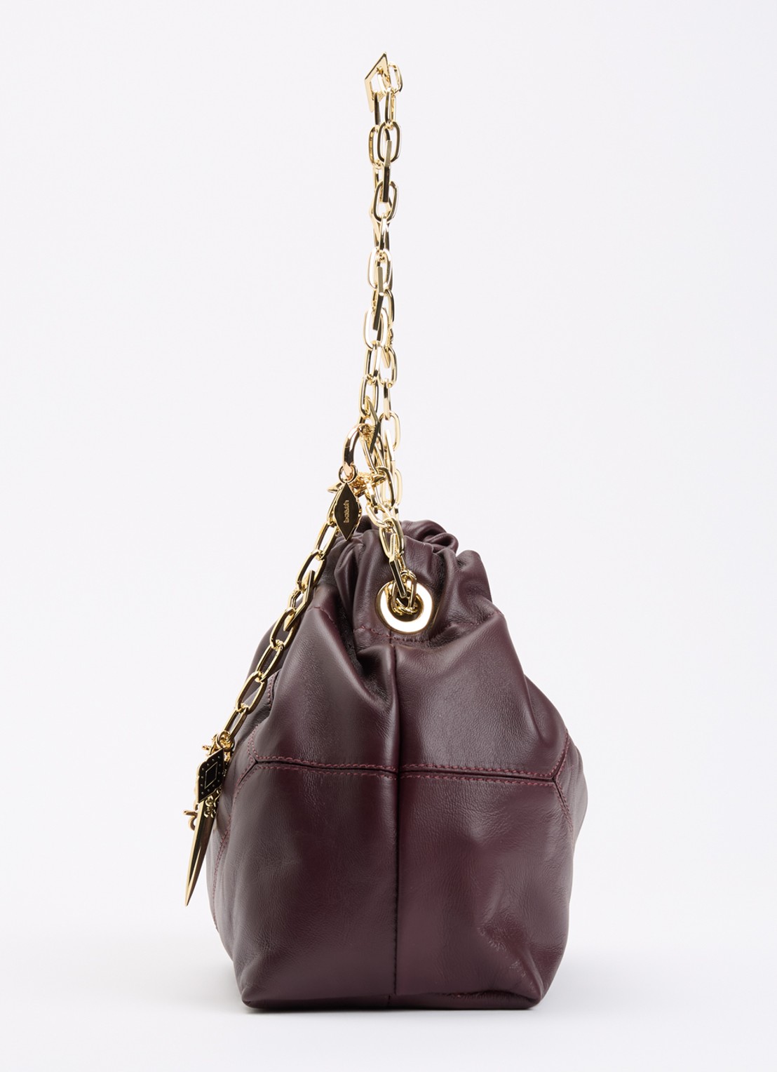 ba&sh June crossbodytas van leer - detail 3 aubergine