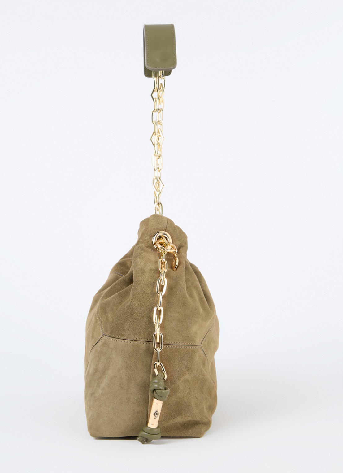 ba&sh June M schoudertas van suède - detail 2 khaki