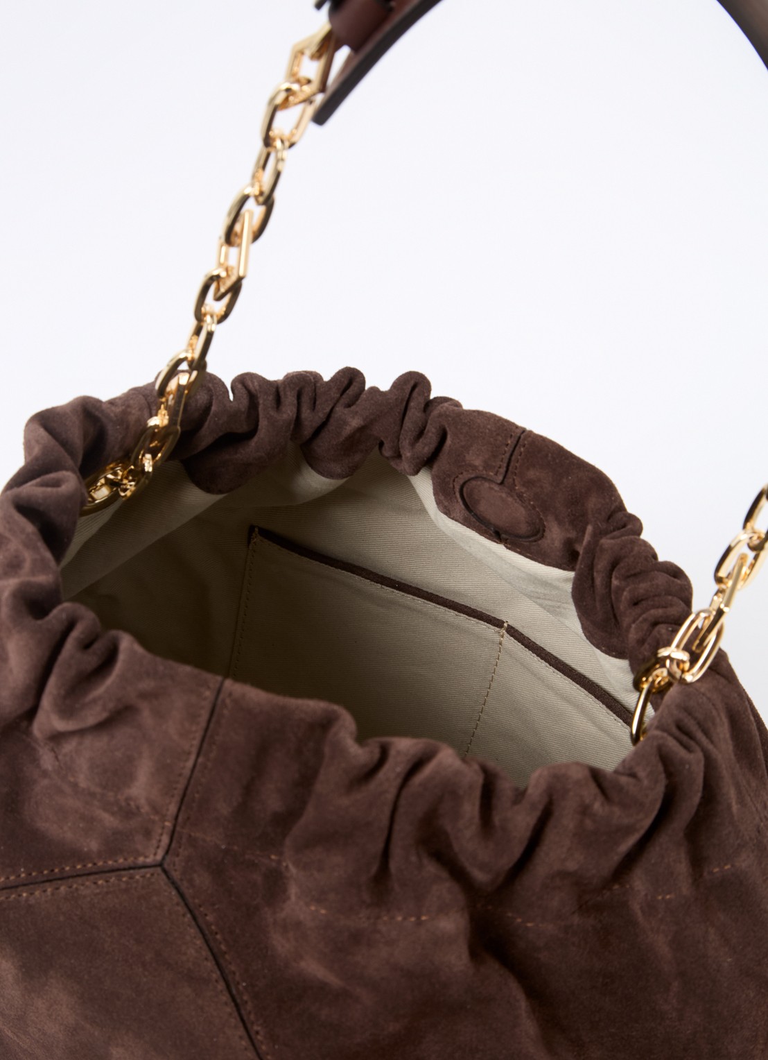 ba&sh June M schoudertas van suède - detail bruin