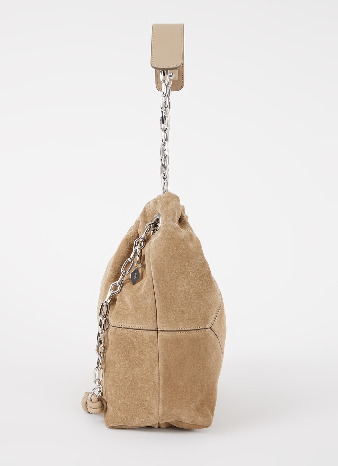 ba&sh June M schoudertas van suède - detail 3 khaki