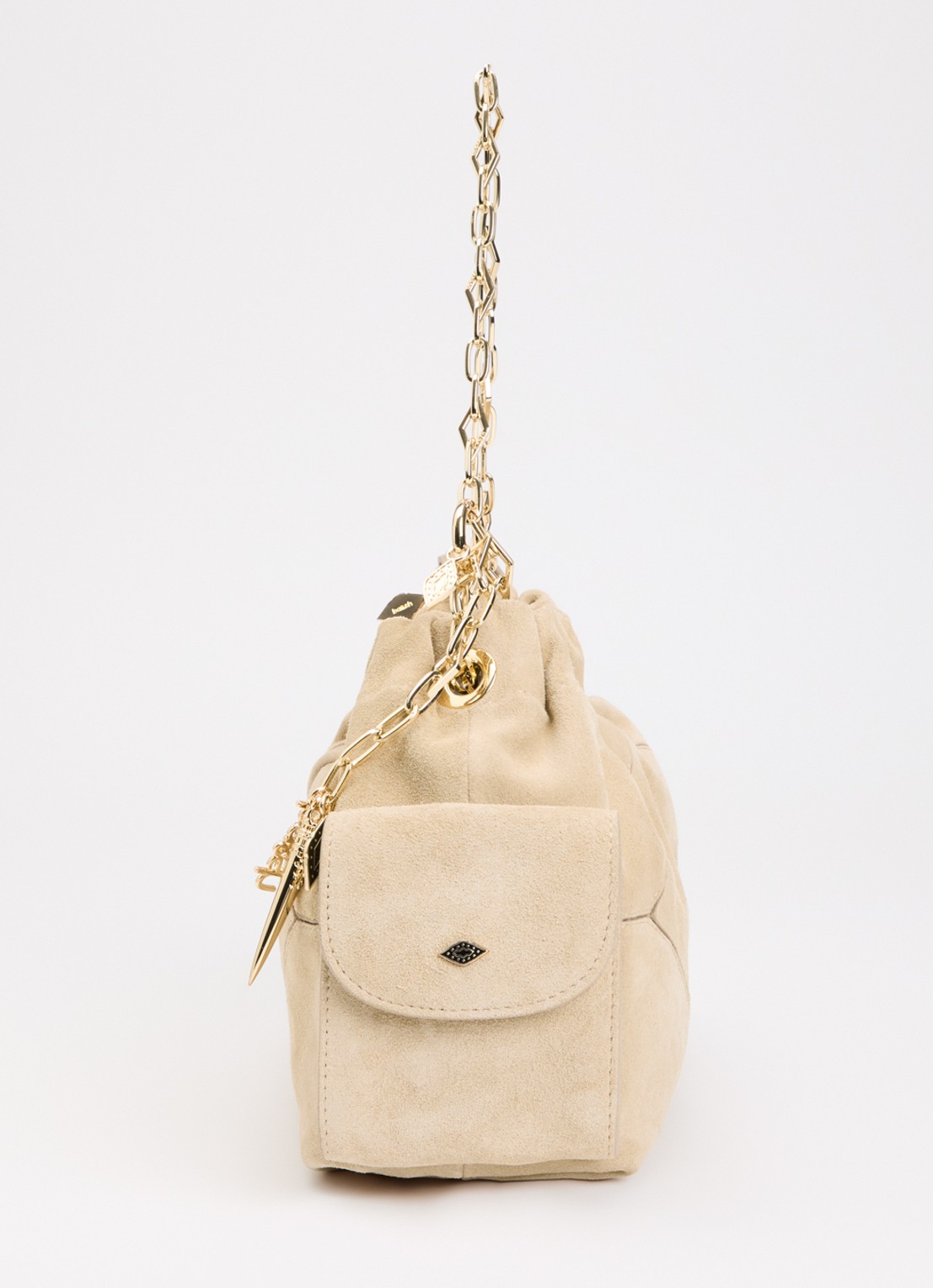 ba&sh June Mini schoudertas van suède met afneembare schouderriem - detail 2 beige