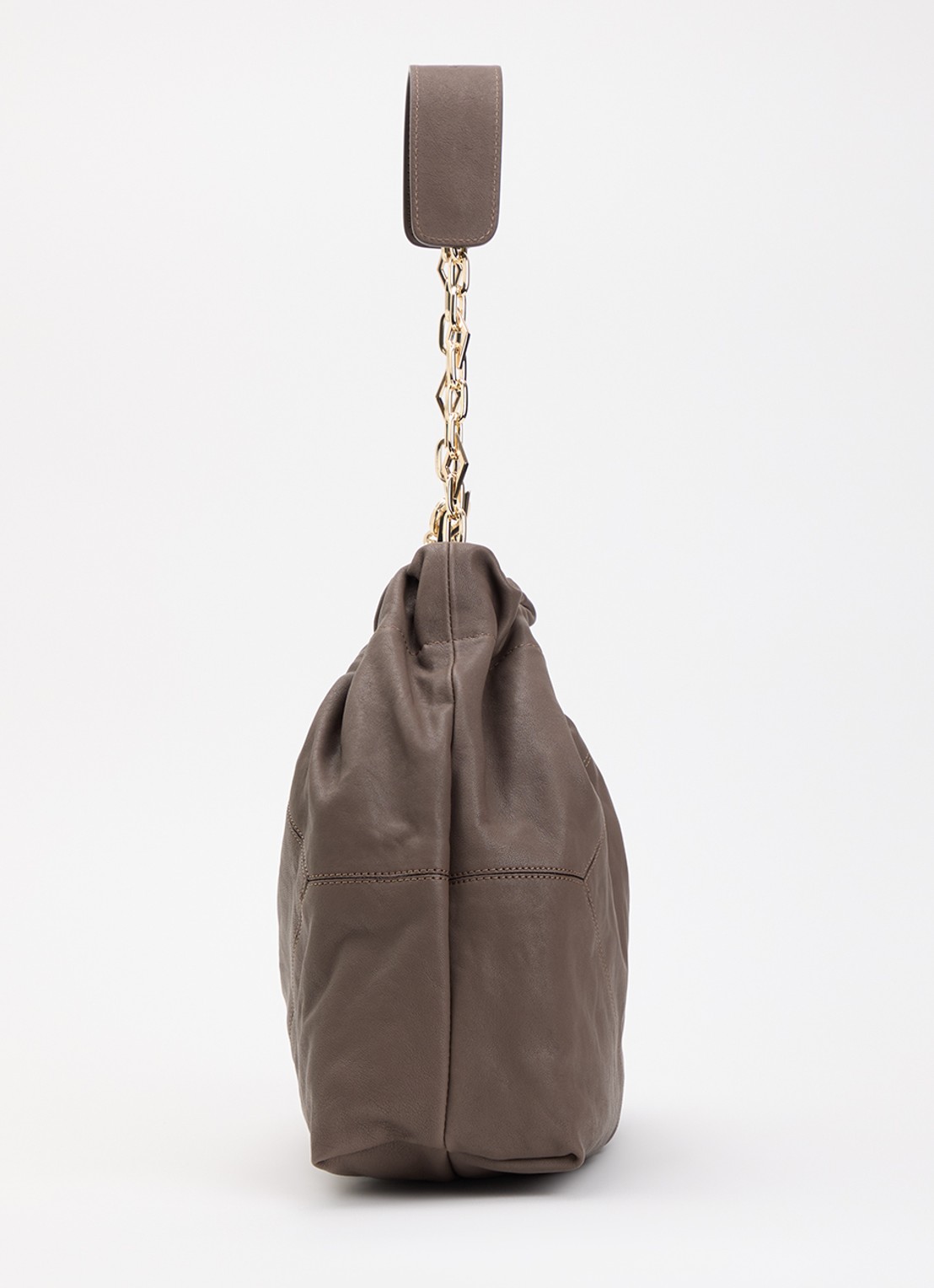 ba&sh June schoudertas van lamsleer - detail 3 taupe
