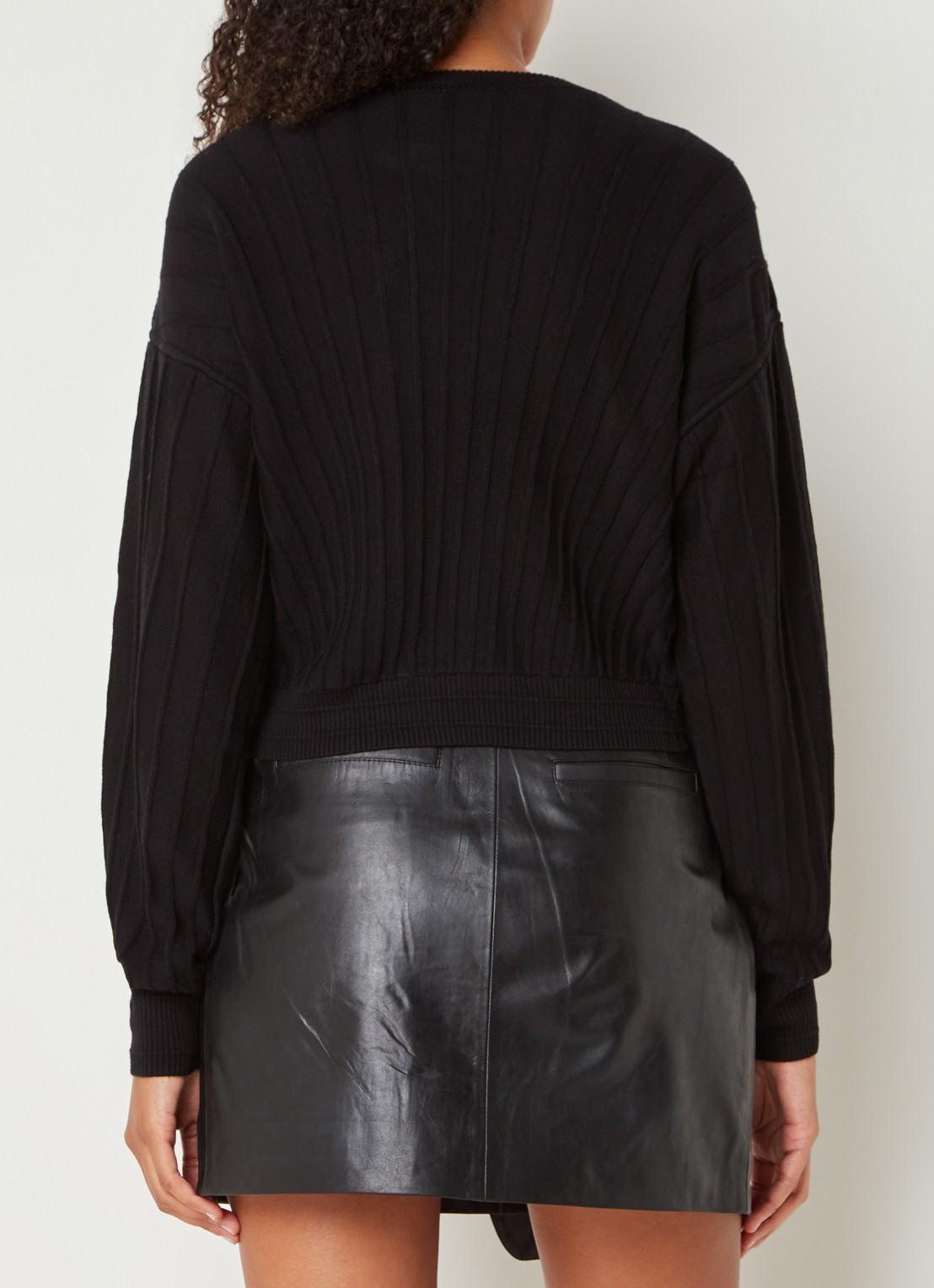 ba&sh Jynx fijngebreide pullover in wolblend met sierknopen - achterkant 4 zwart