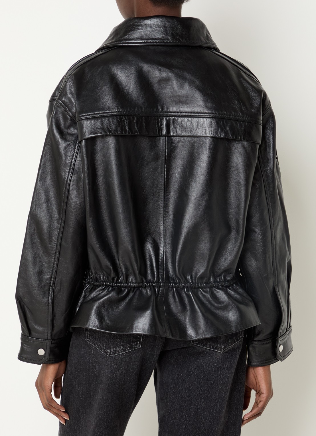 ba&sh Kassia jacket van lamsleer met steekzakken - achterkant 2 zwart