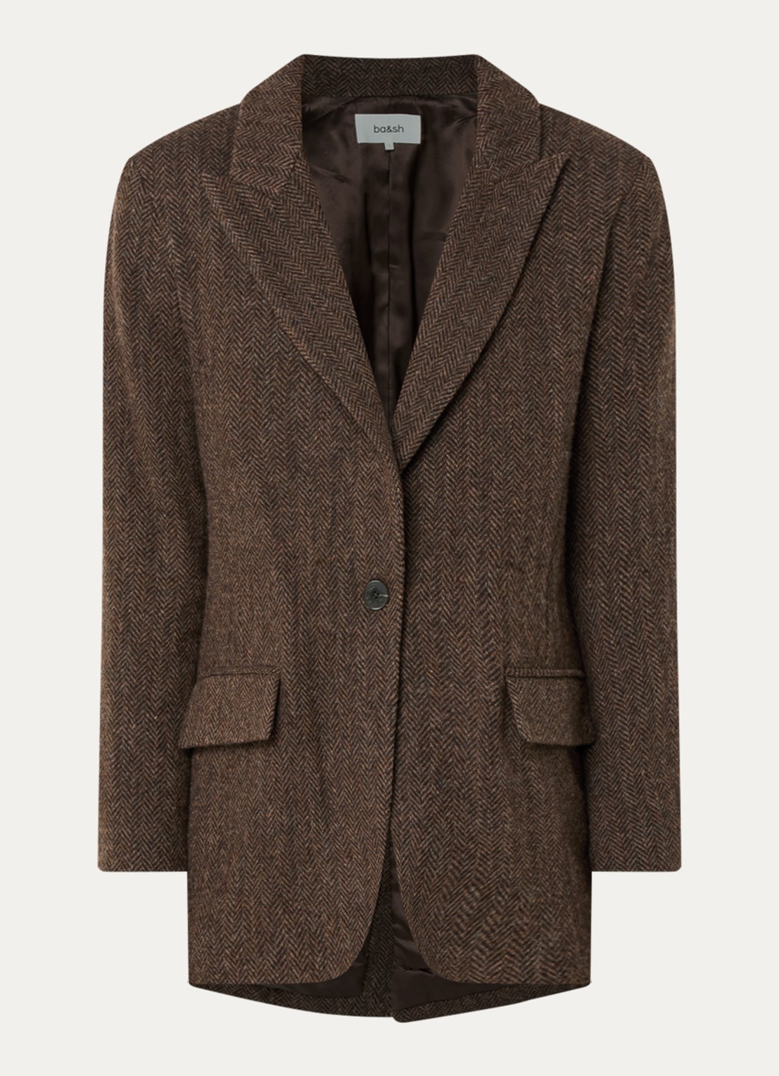 ba&sh Kast blazer in wolblend met paspelzakken - voorkant 3 bruin
