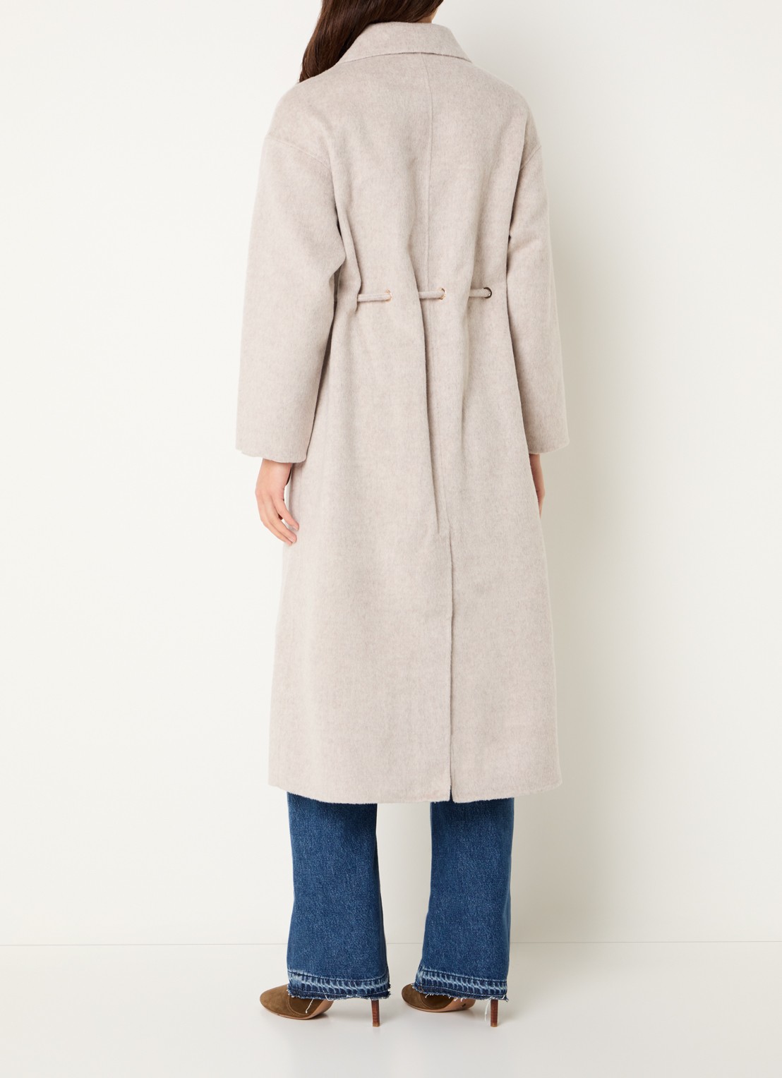 ba&sh Kate trenchcoat in wolblend met steekzakken  - achterkant 3 creme
