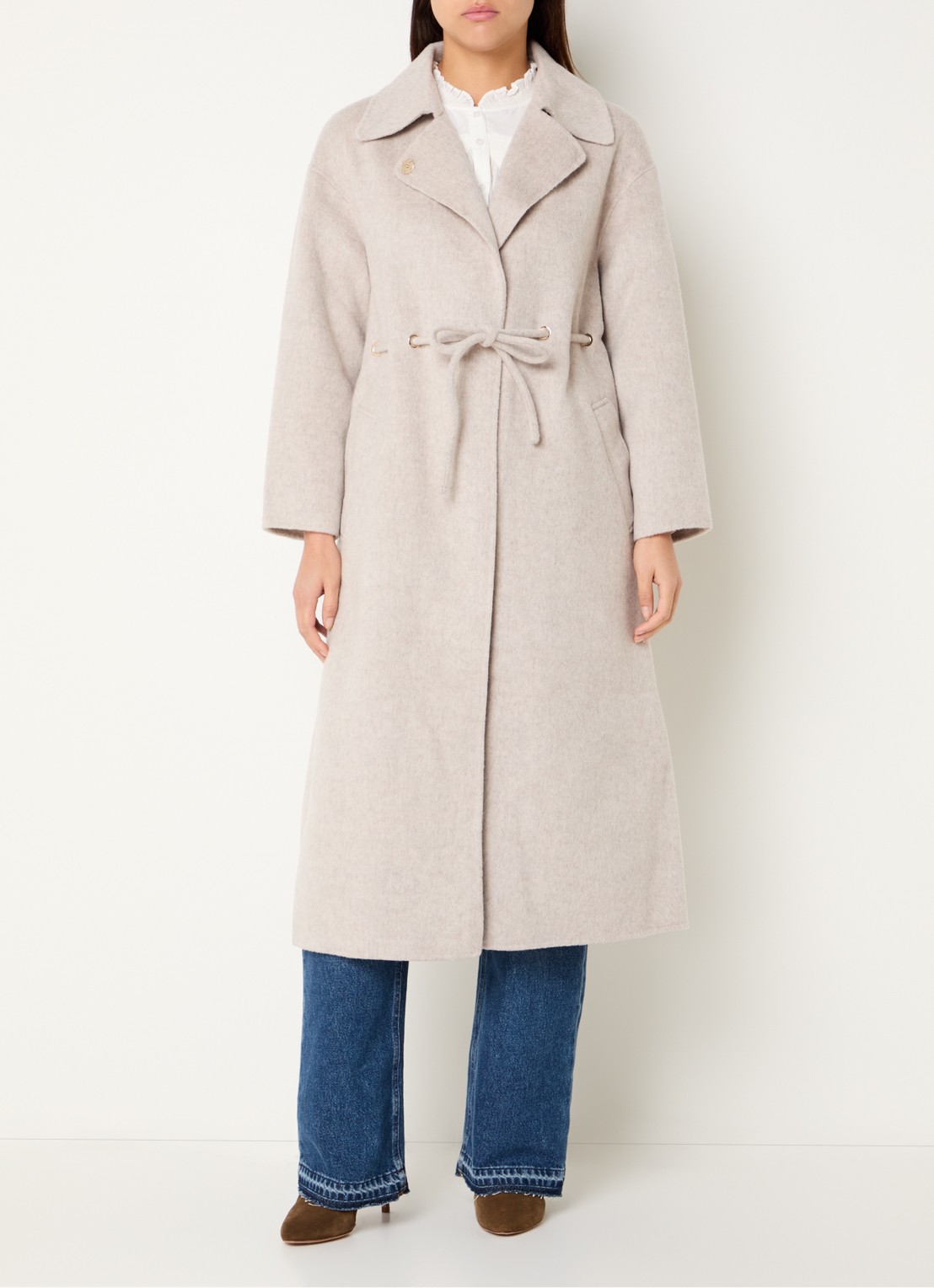 ba&sh Kate trenchcoat in wolblend met steekzakken  - detail 4 creme