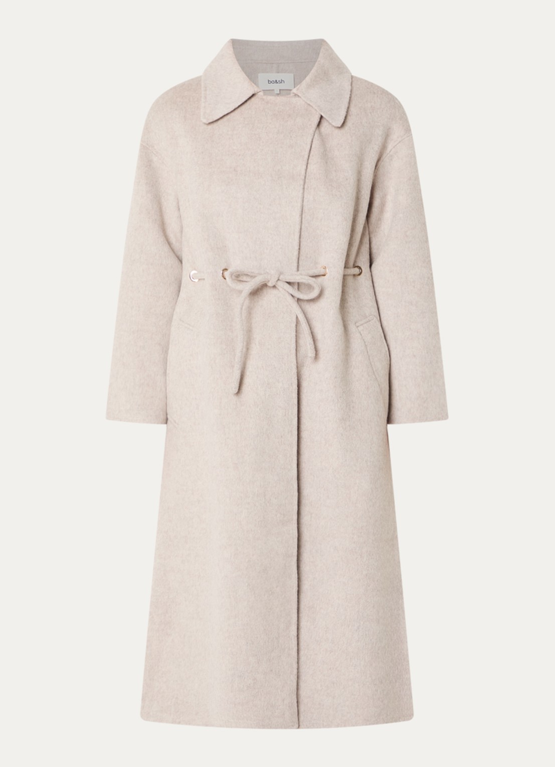 ba&sh Kate trenchcoat in wolblend met steekzakken  - voorkant creme
