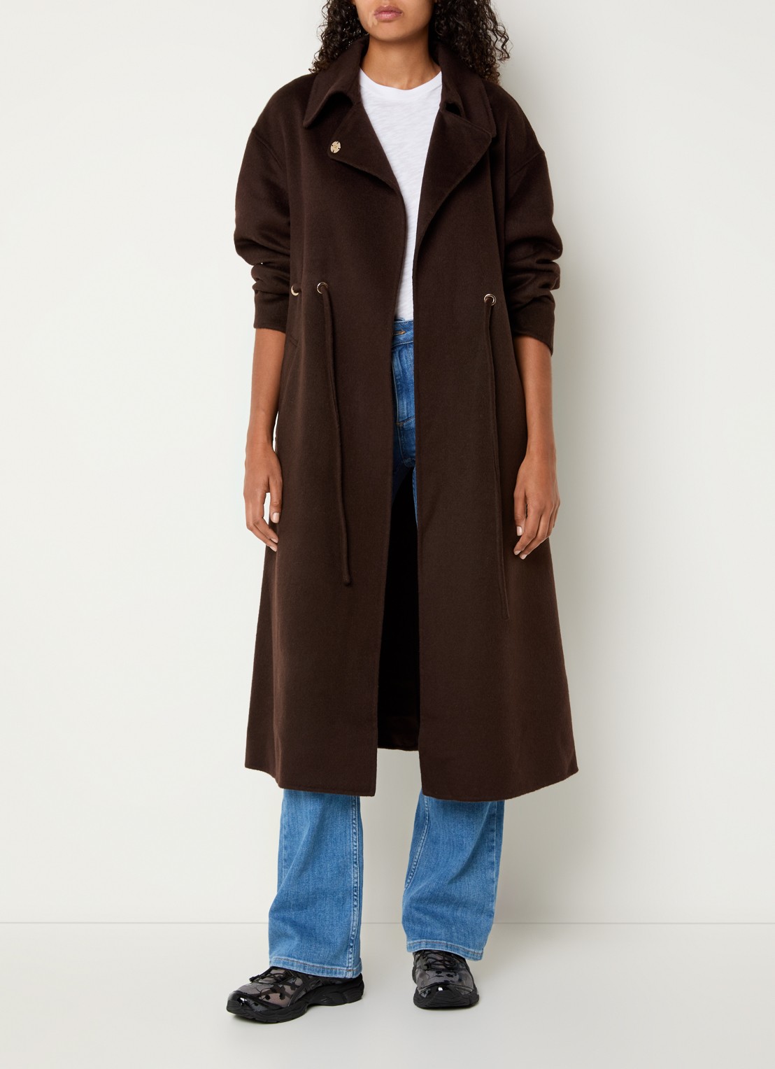 ba&sh Kate trenchcoat in wolblend - voorkant 4 donkerbruin