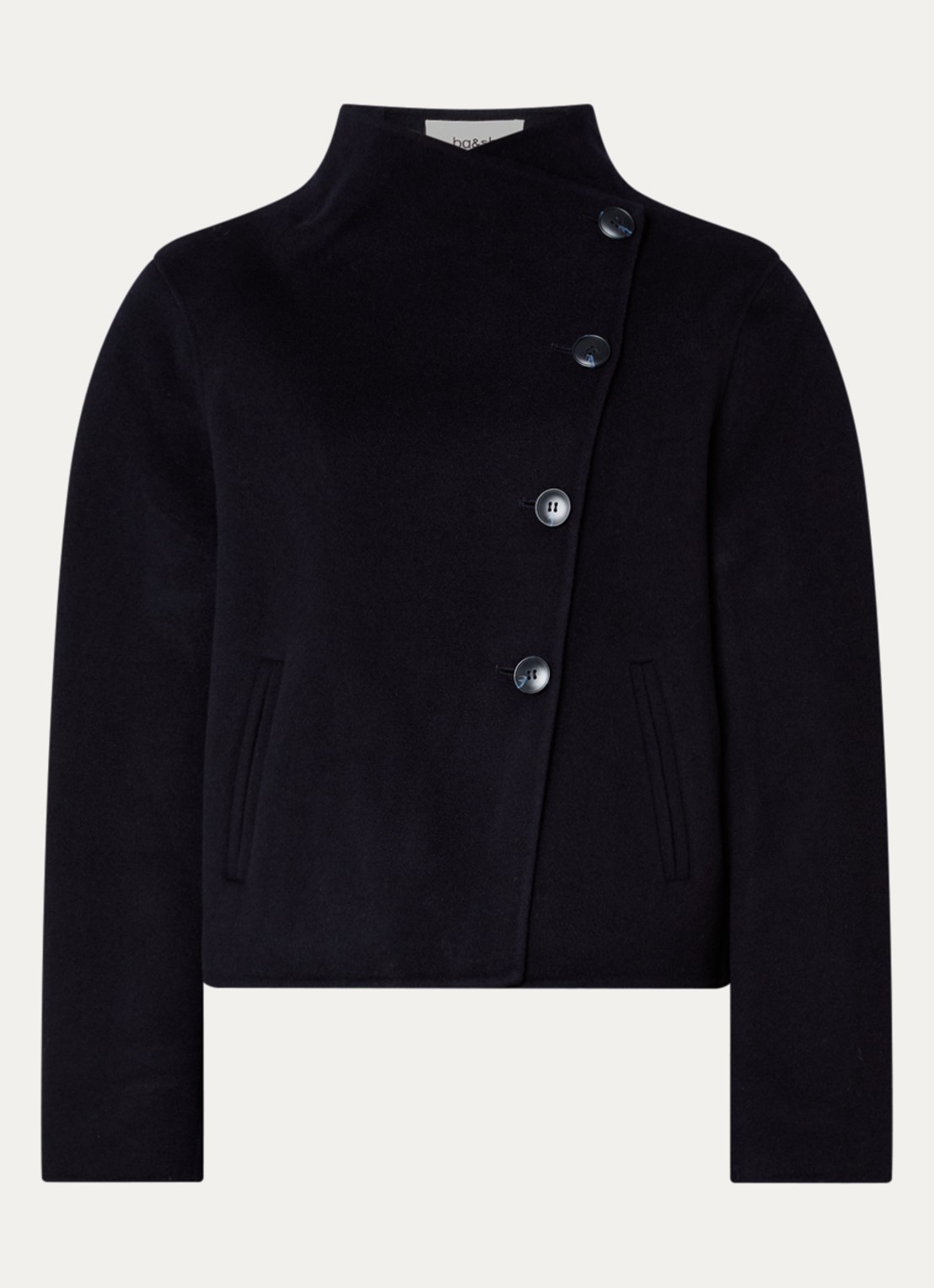ba&sh Kemelia jack in wolblend met steekzakken - voorkant 3 donkerblauw