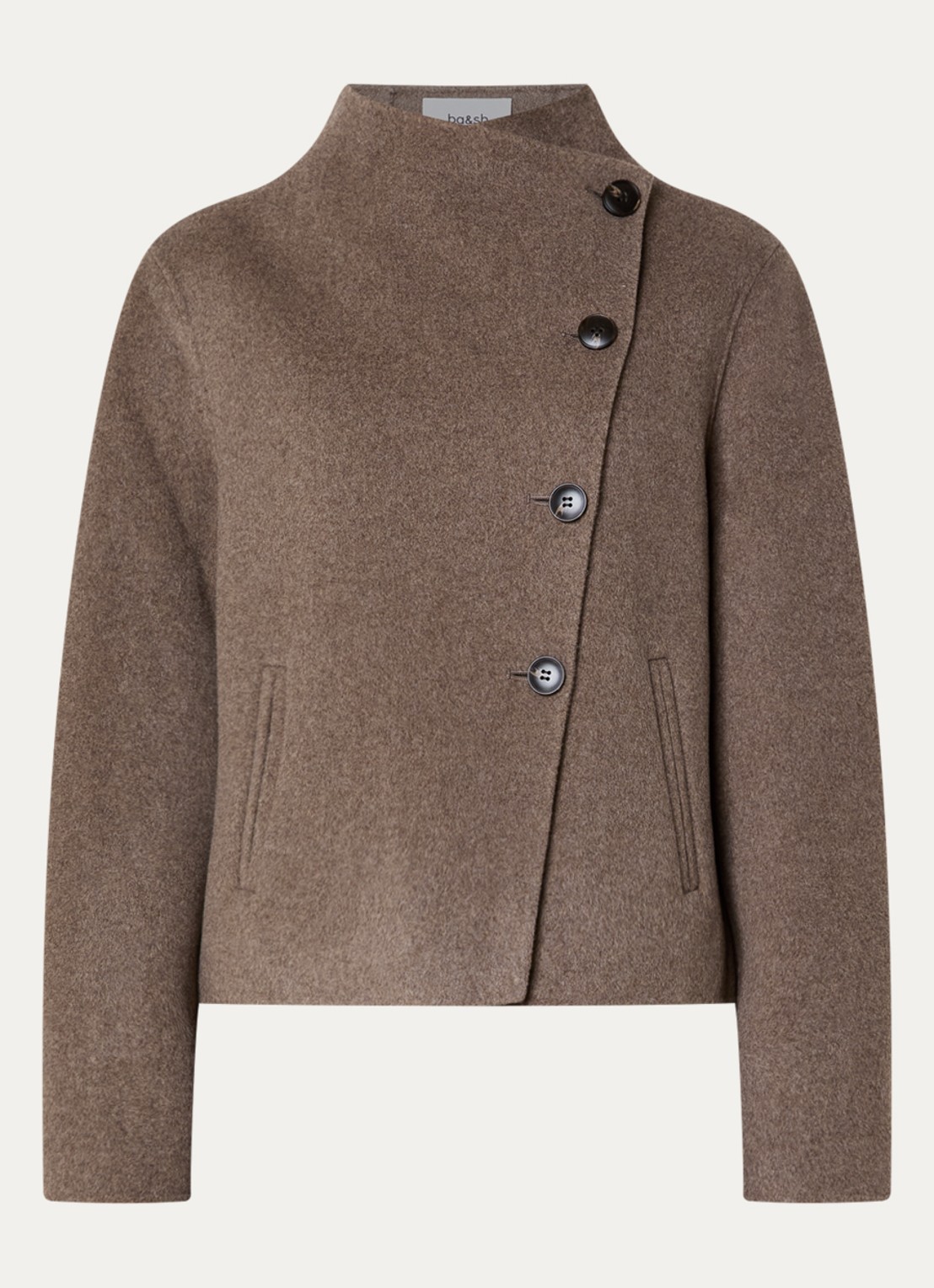ba&sh Kemelia jack in wolblend met steekzakken - voorkant donkerbeige