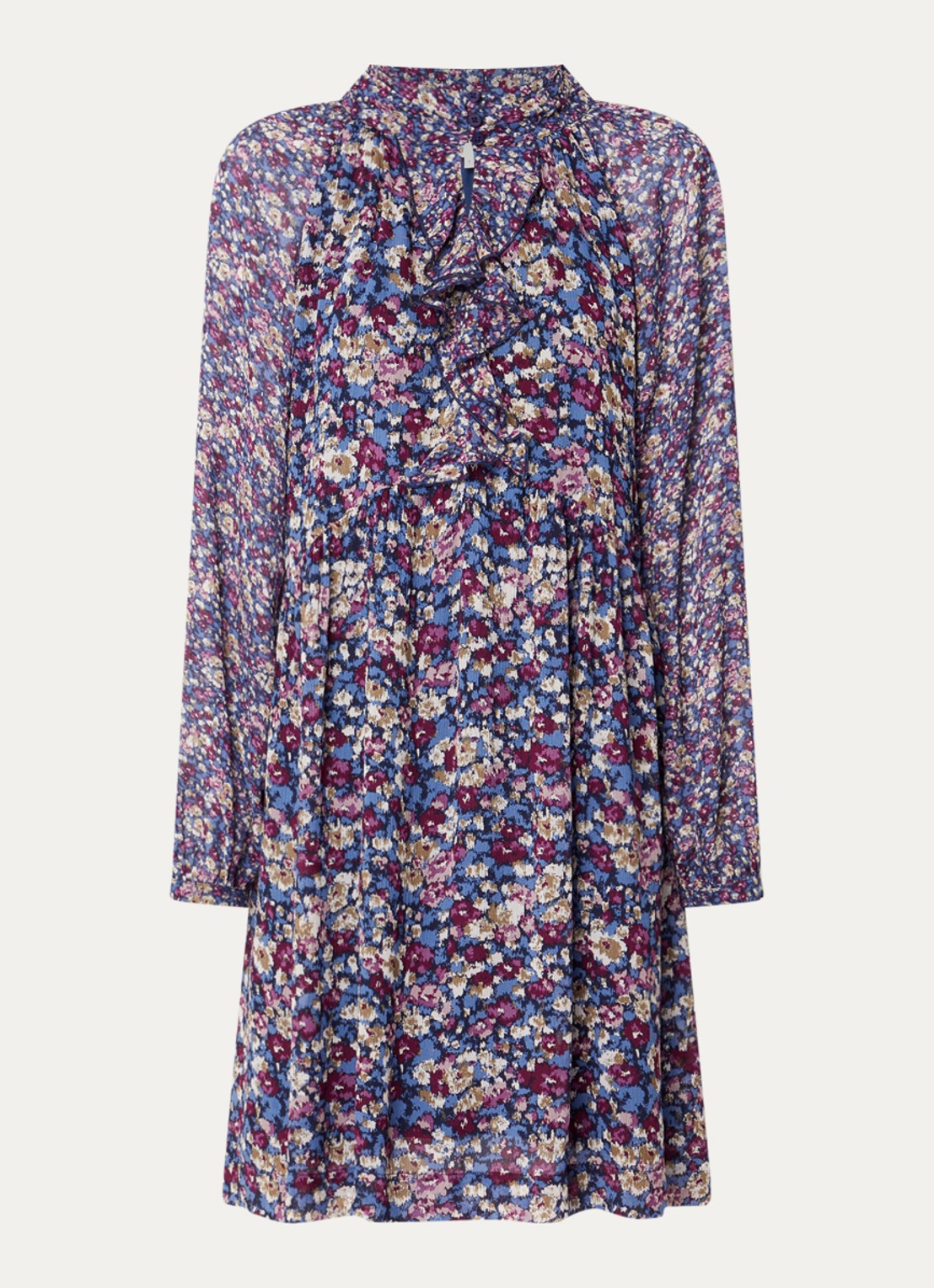 ba&sh Kimia mini tuniekjurk met print - voorkant 2 blauw