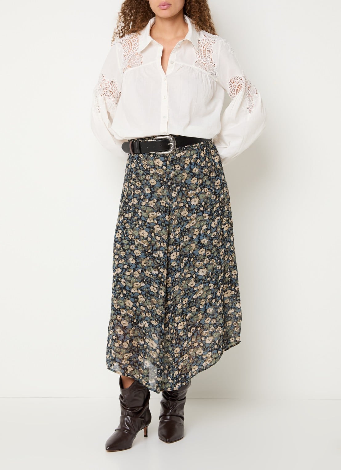 ba&sh Klap maxi rok met print - voorkant 3 lichtgroen