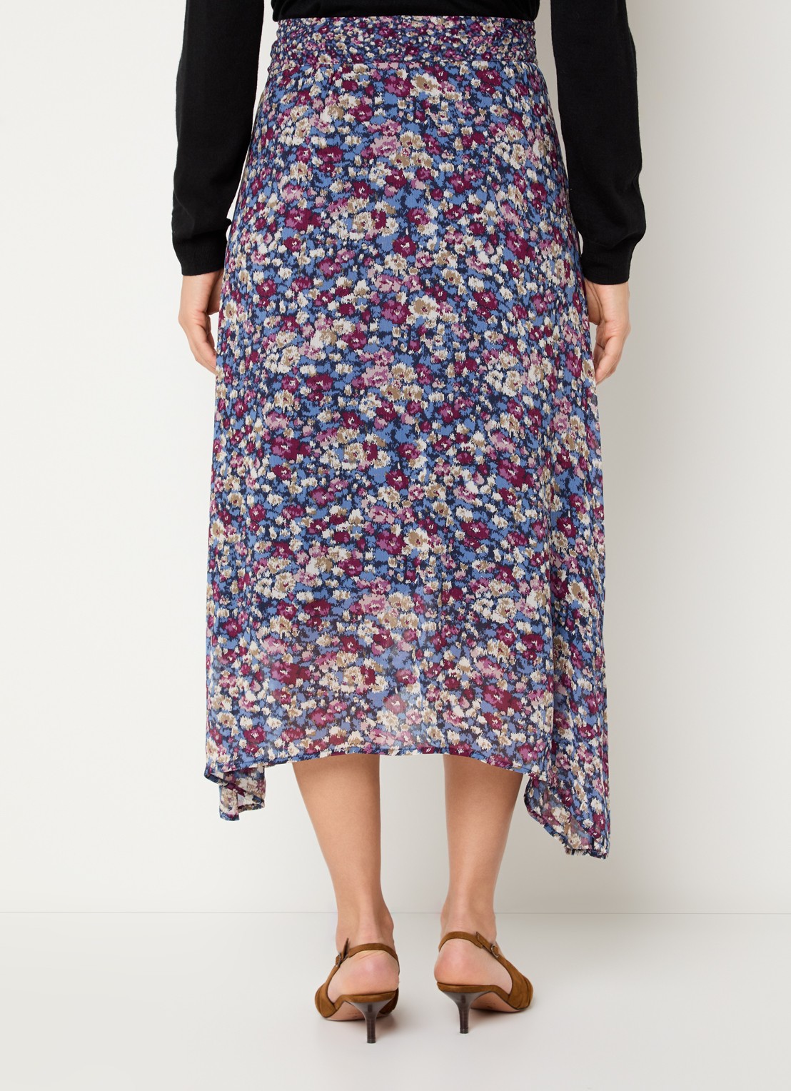 ba&sh Klap maxi rok met print - achterkant blauw