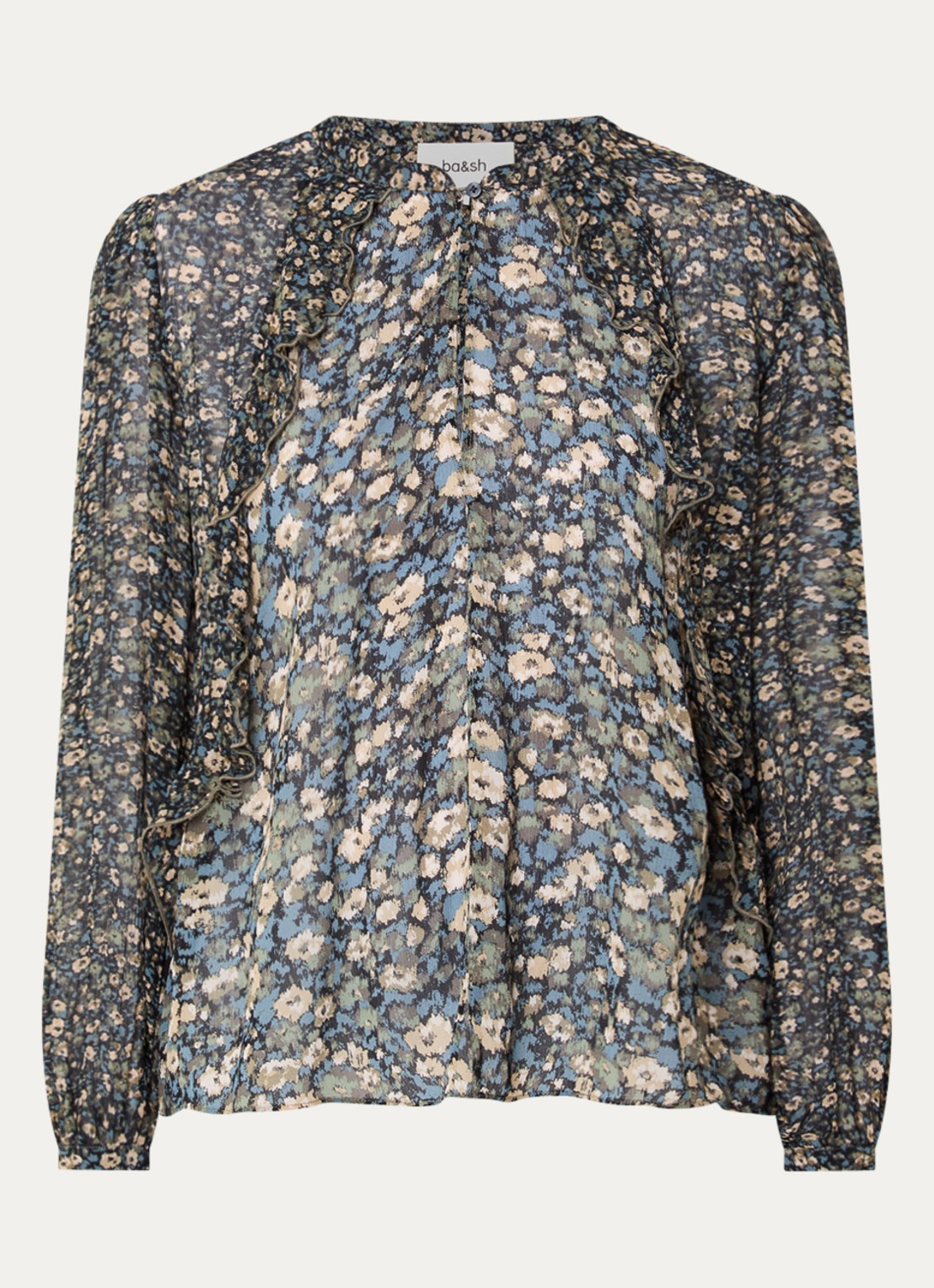 ba&sh Kross tuniek met print en V-hals - voorkant 3 groen