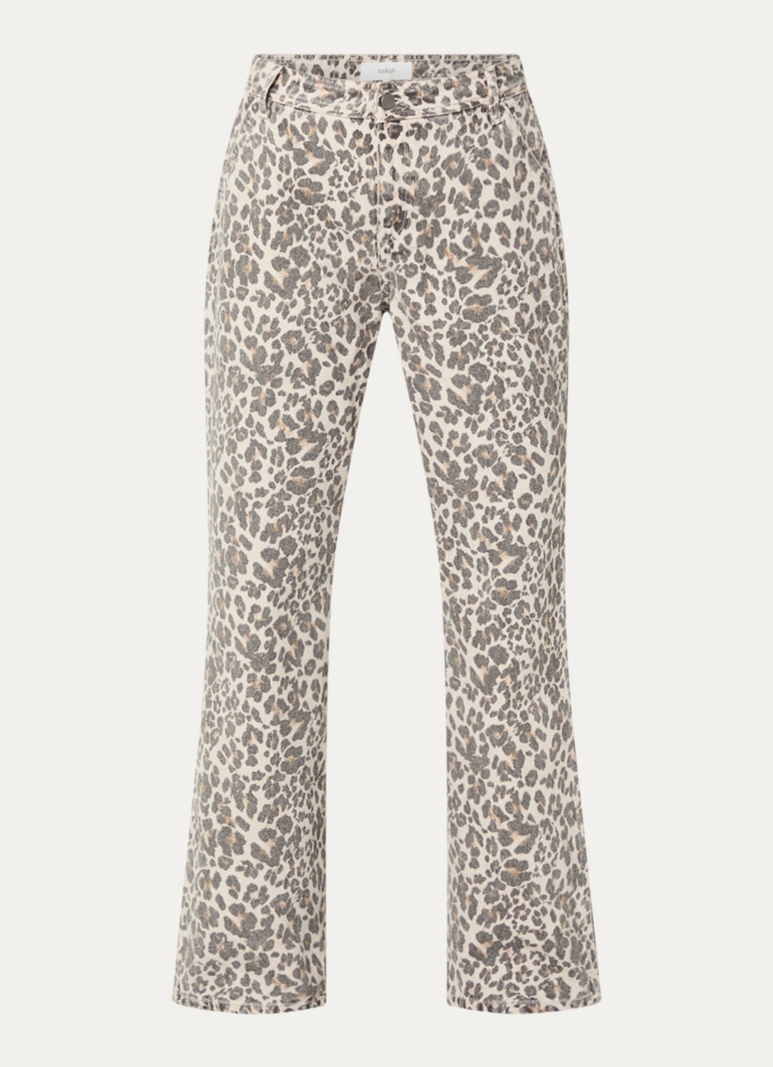 ba&sh Leonie high waist loose fit jeans met panterprint - voorkant 4 beige