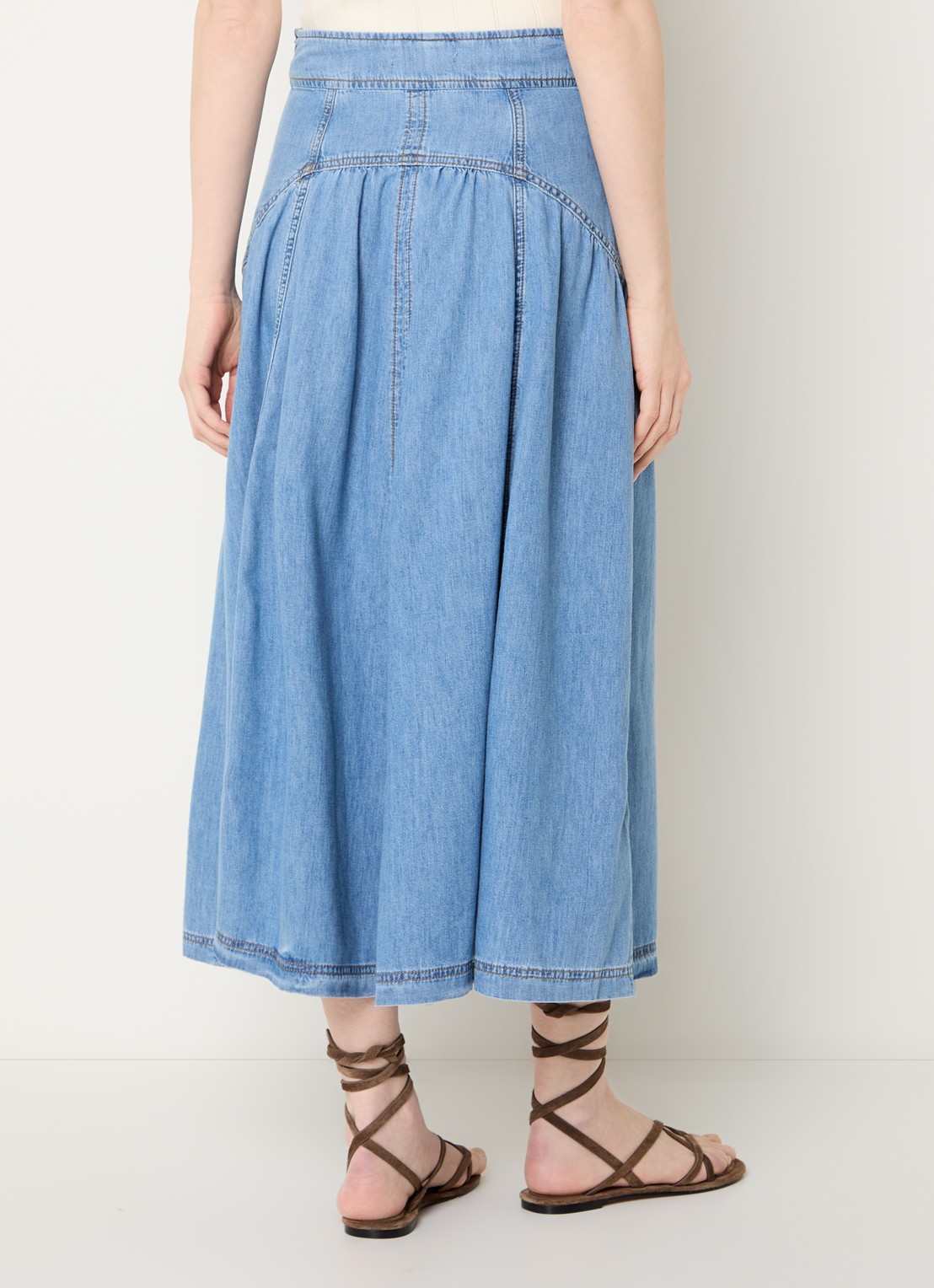 ba&sh Lonia high waist midi spijkerrok - achterkant indigo