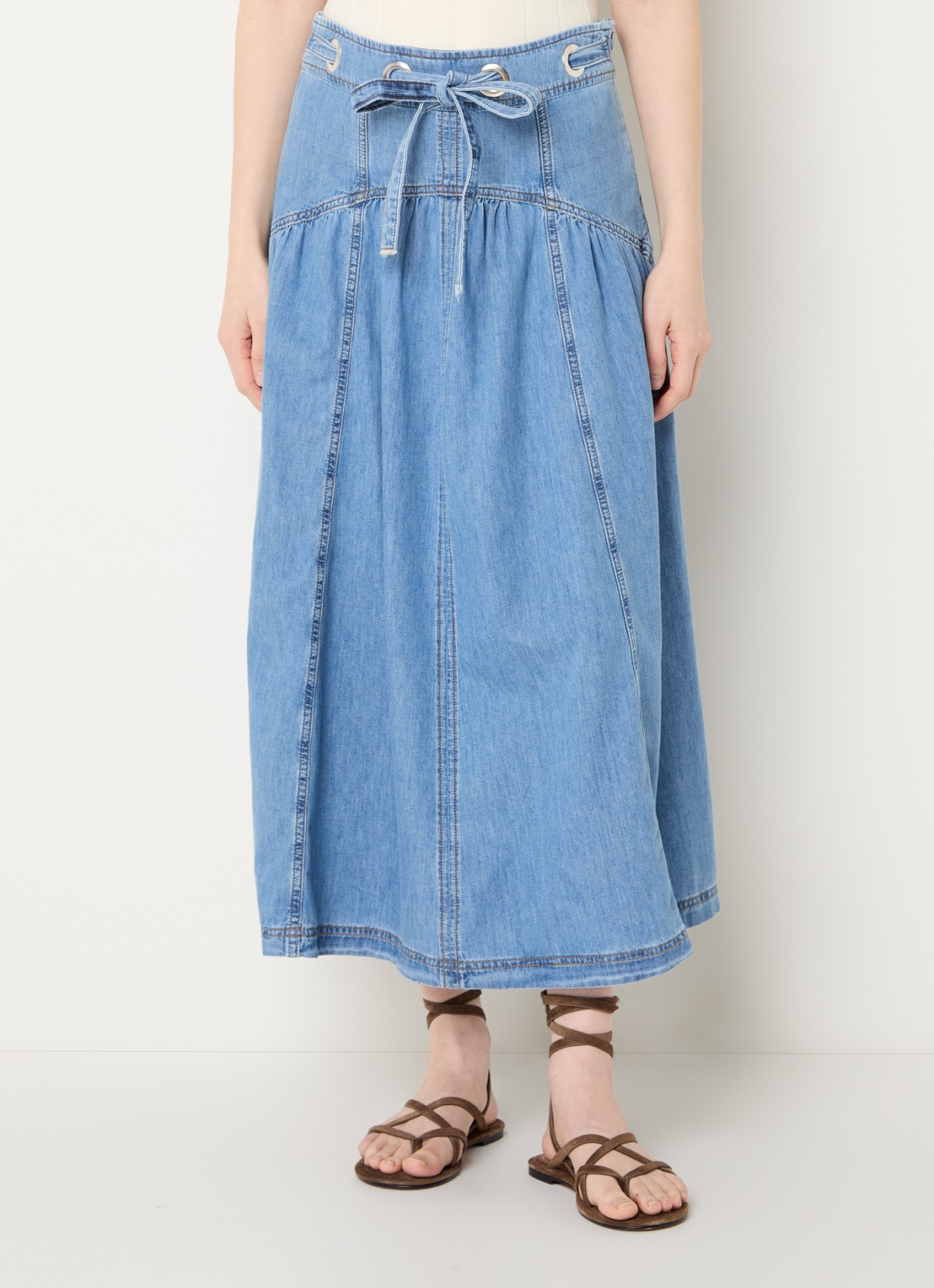 ba&sh Lonia high waist midi spijkerrok - detail 4 indigo