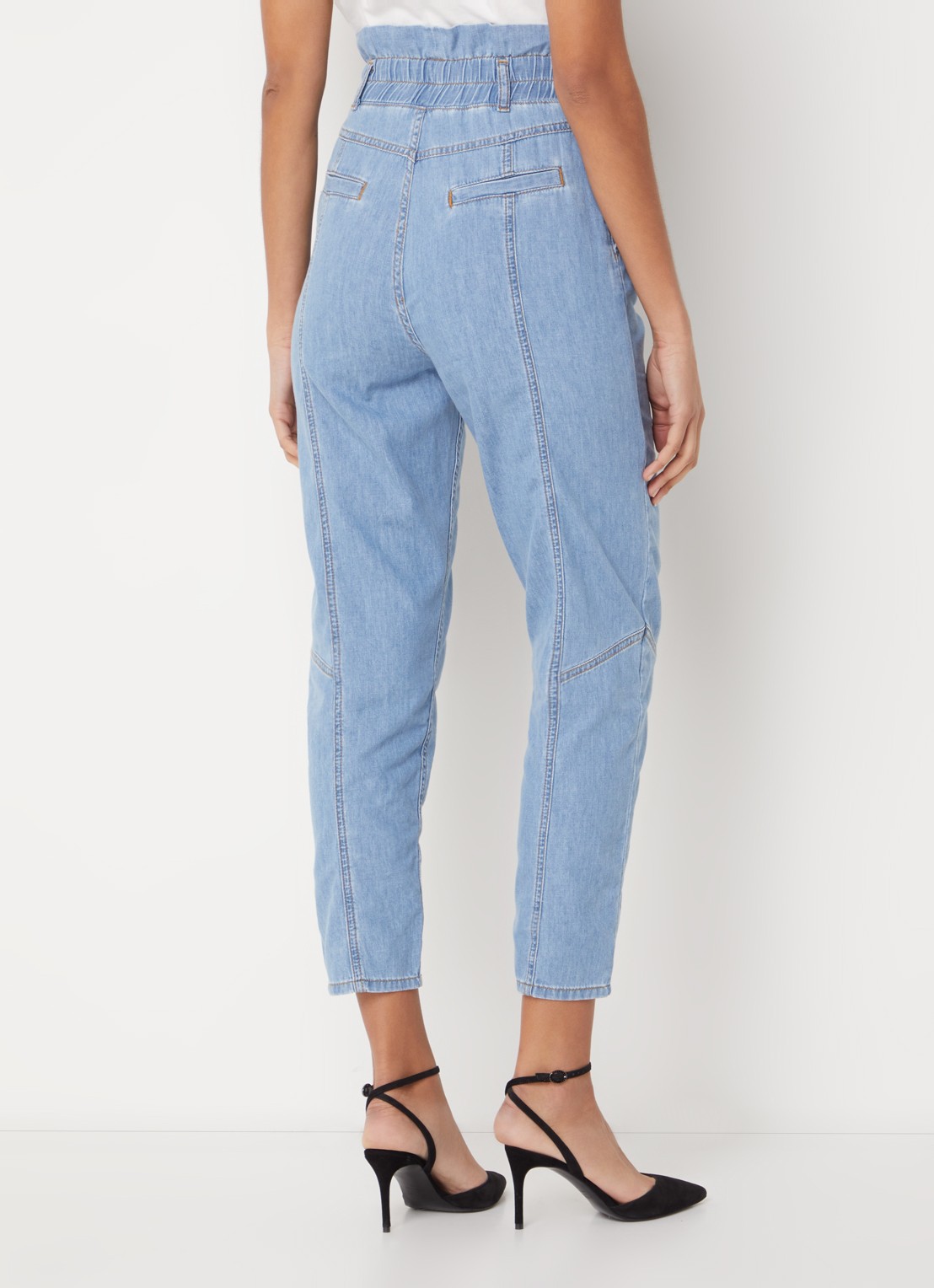 ba&sh Lony high waist cropped slim fit jeans van chambray - achterkant 4 indigo