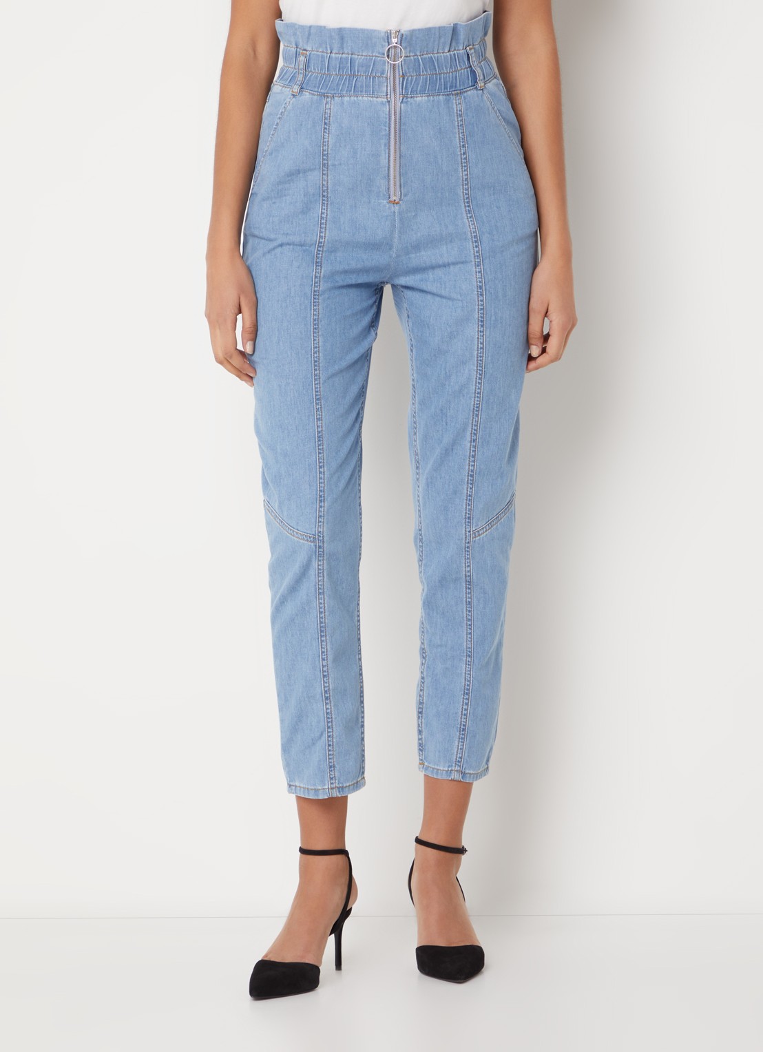 ba&sh Lony high waist cropped slim fit jeans van chambray - detail 3 indigo