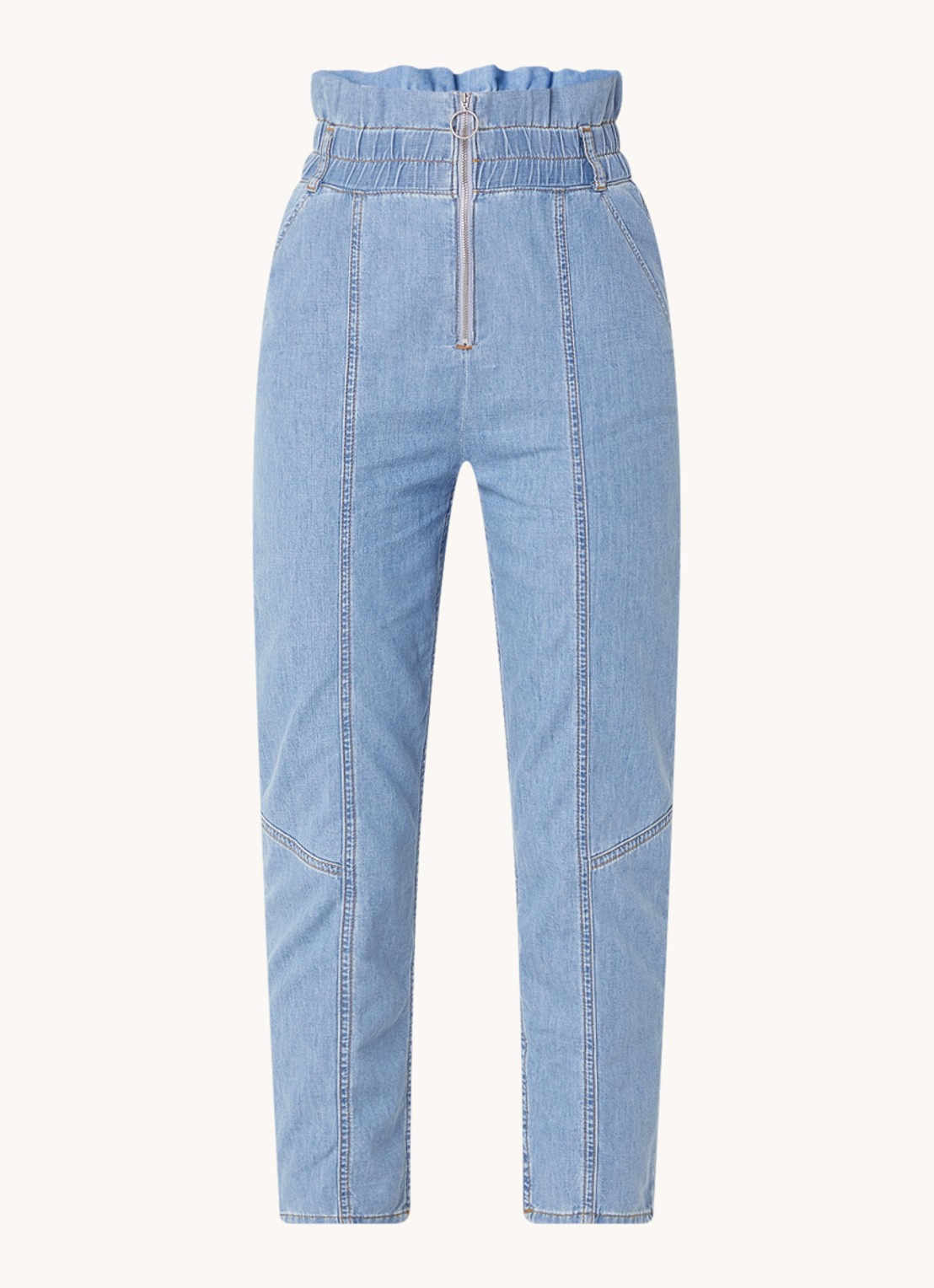 ba&sh Lony high waist cropped slim fit jeans van chambray - voorkant indigo