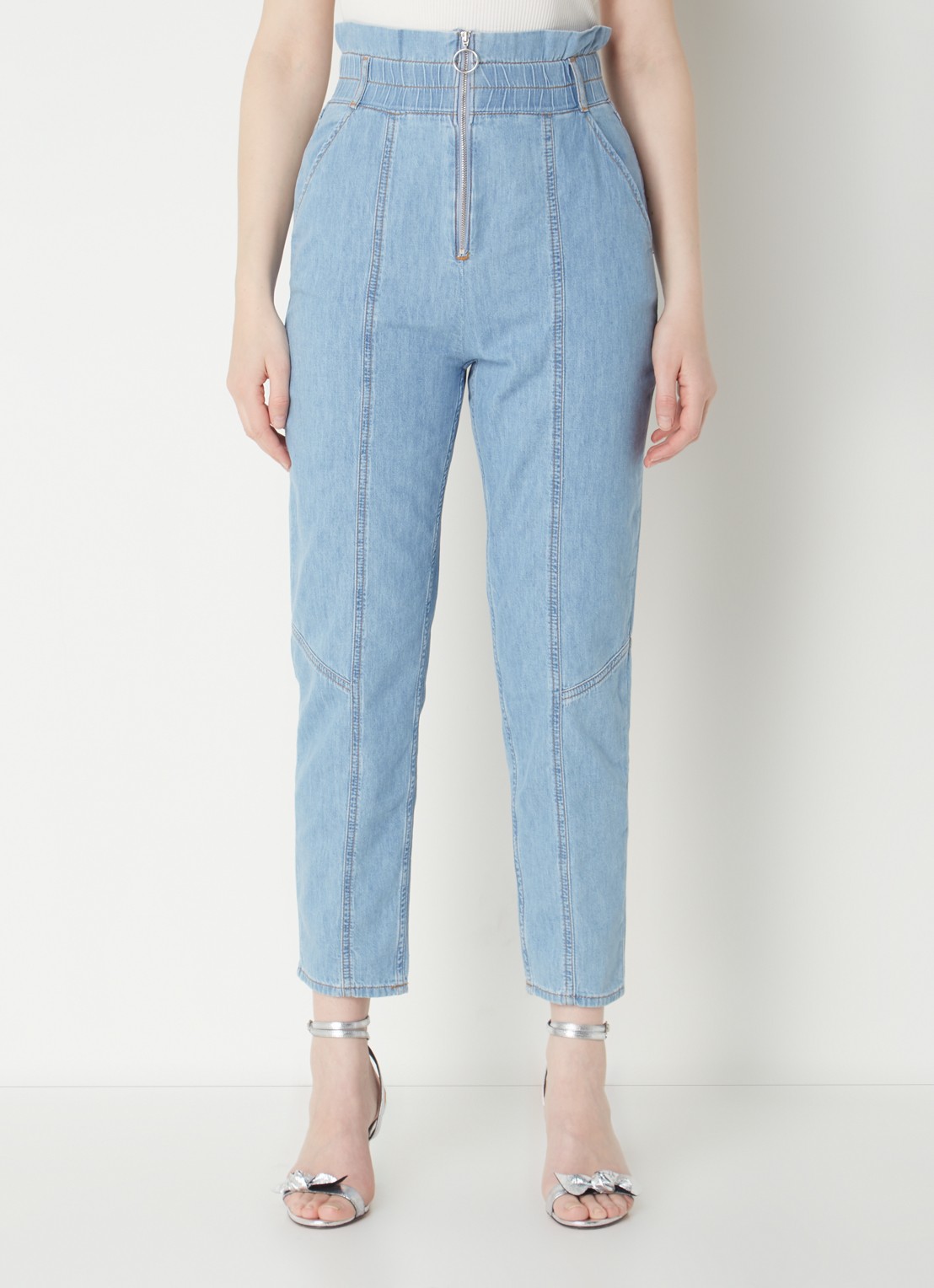 Ba&sh Lony high waist tapered jeans met ritsdetail - detail 4 indigo