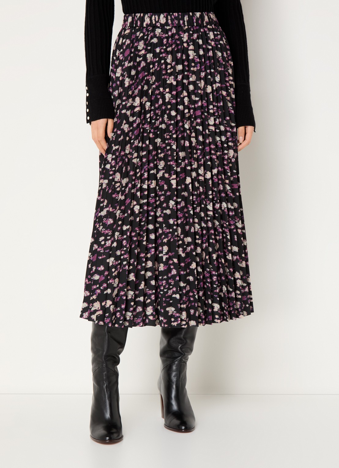 ba&sh Malicia midi plooirok met print - detail 3 paars