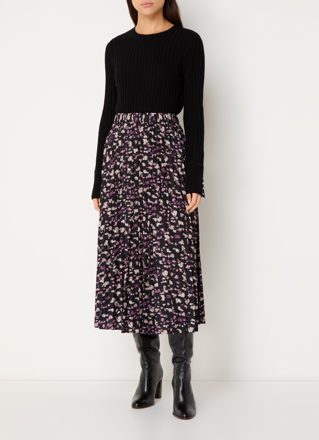ba&sh Malicia midi plooirok met print - voorkant 2 paars