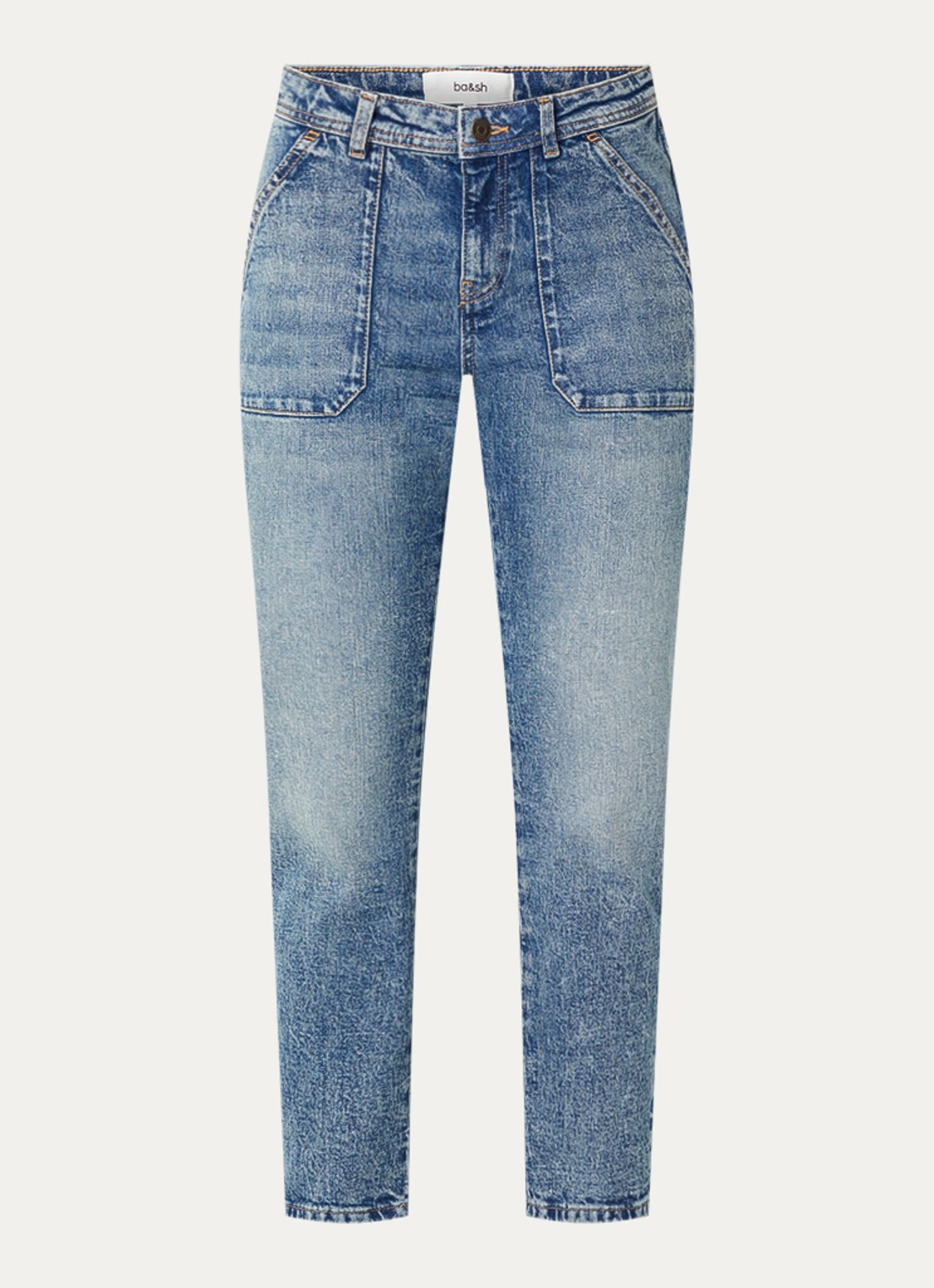 ba&sh Mally high waist straight leg jeans met lichte wassing - voorkant 3 indigo