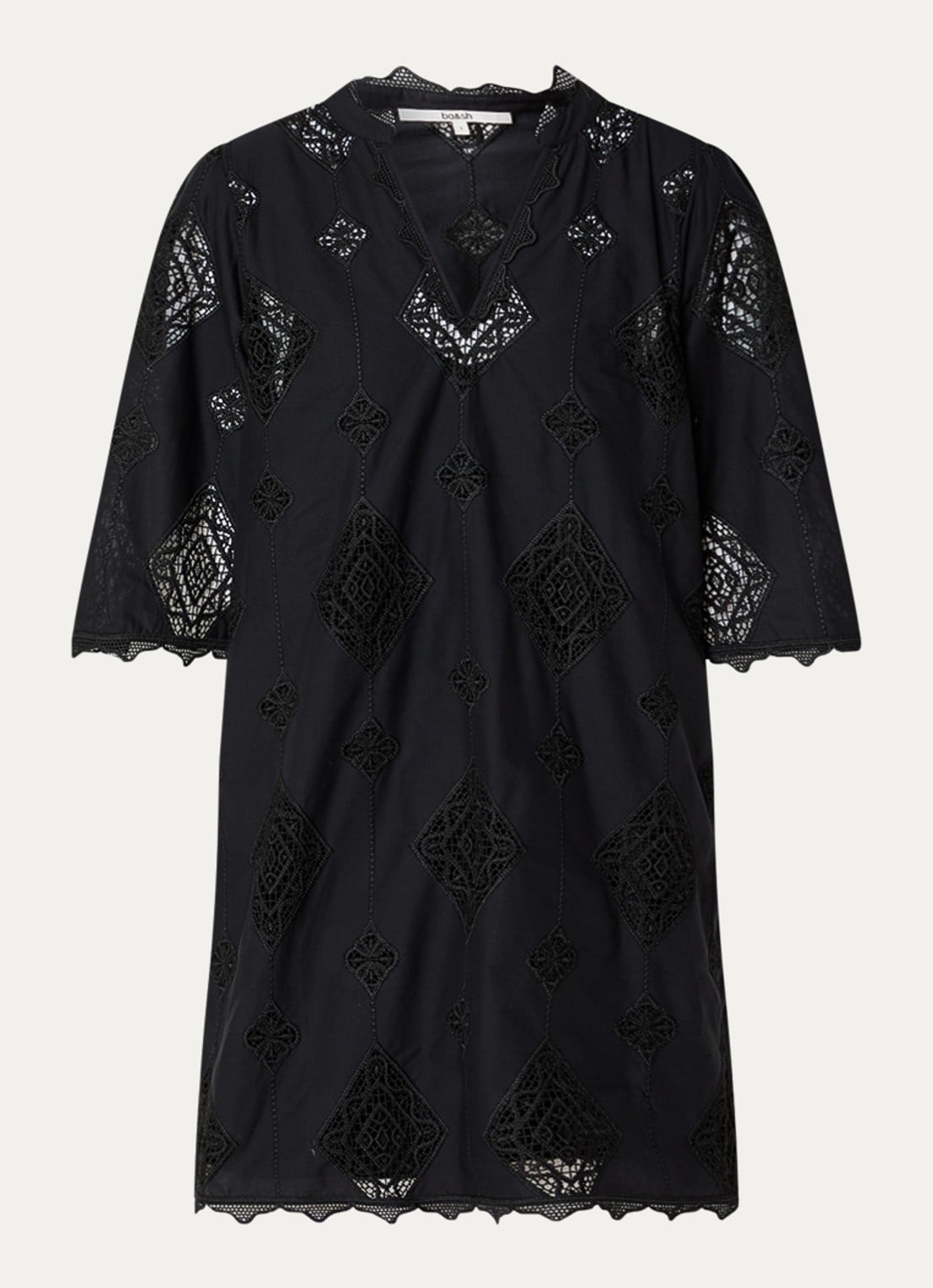 ba&sh Malo mini jurk met broderie - voorkant 2 zwart