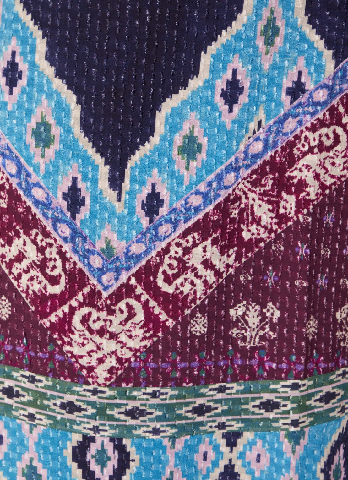 ba&sh Manessa maxi rok met print - detail 4 donkerblauw
