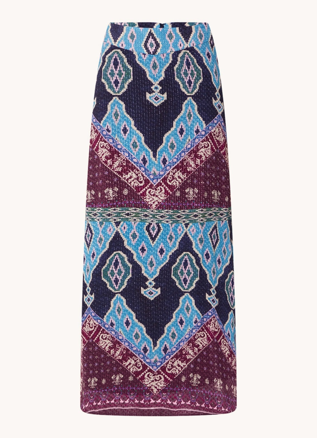ba&sh Manessa maxi rok met print - voorkant donkerblauw