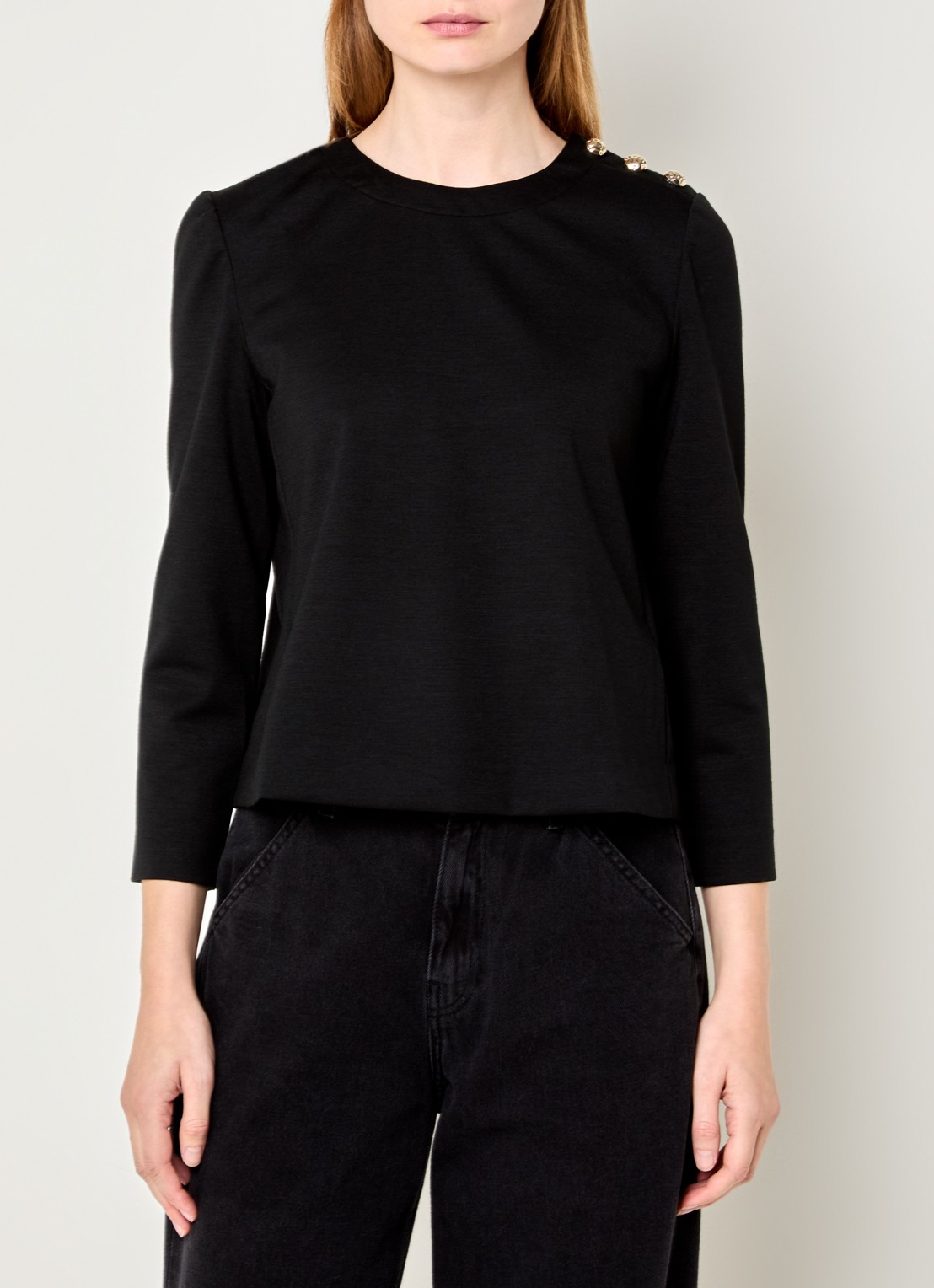 ba&sh Marvy top in wolblend - detail 4 zwart
