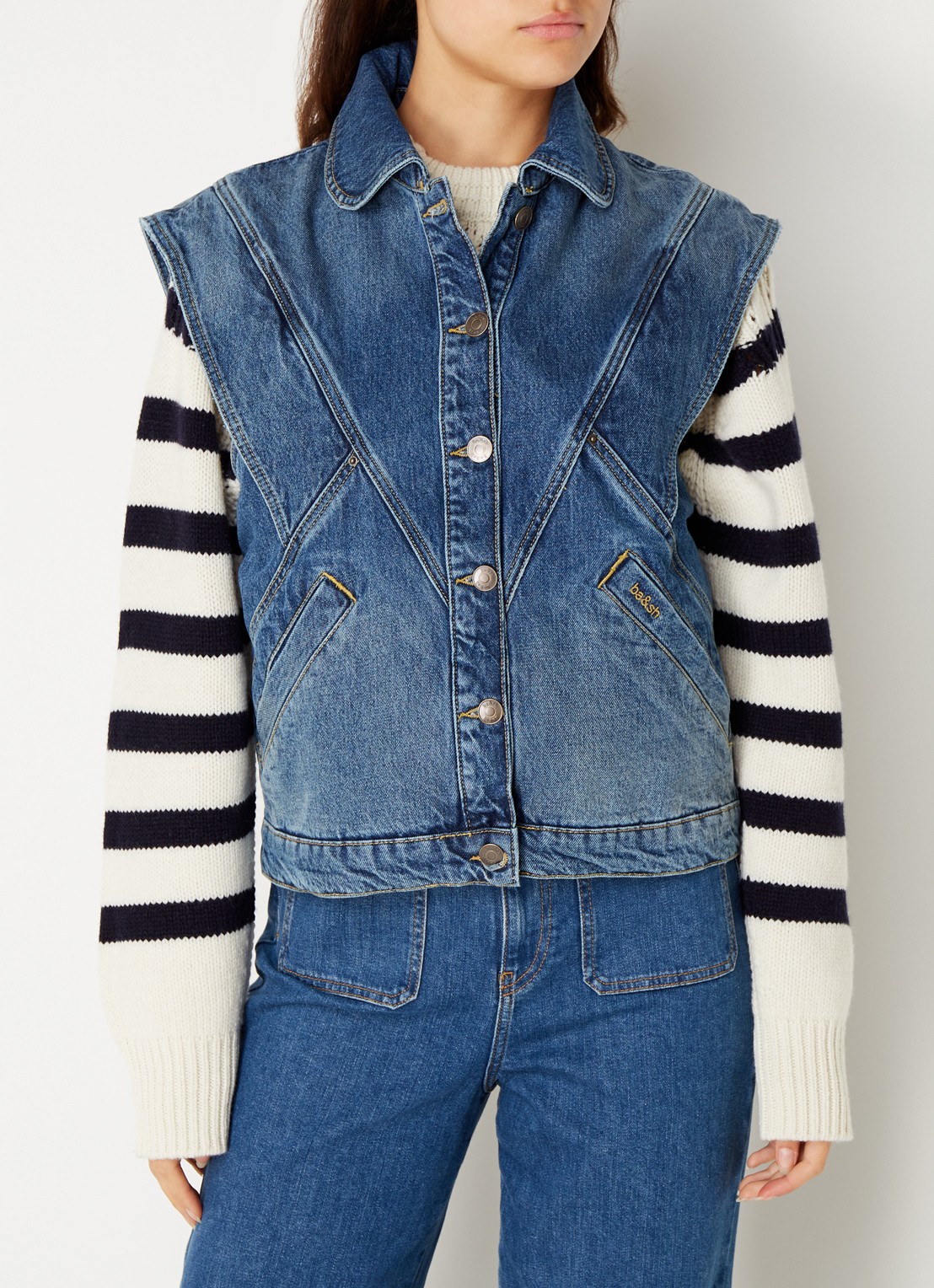 Ba&sh Max spijker gilet - detail indigo