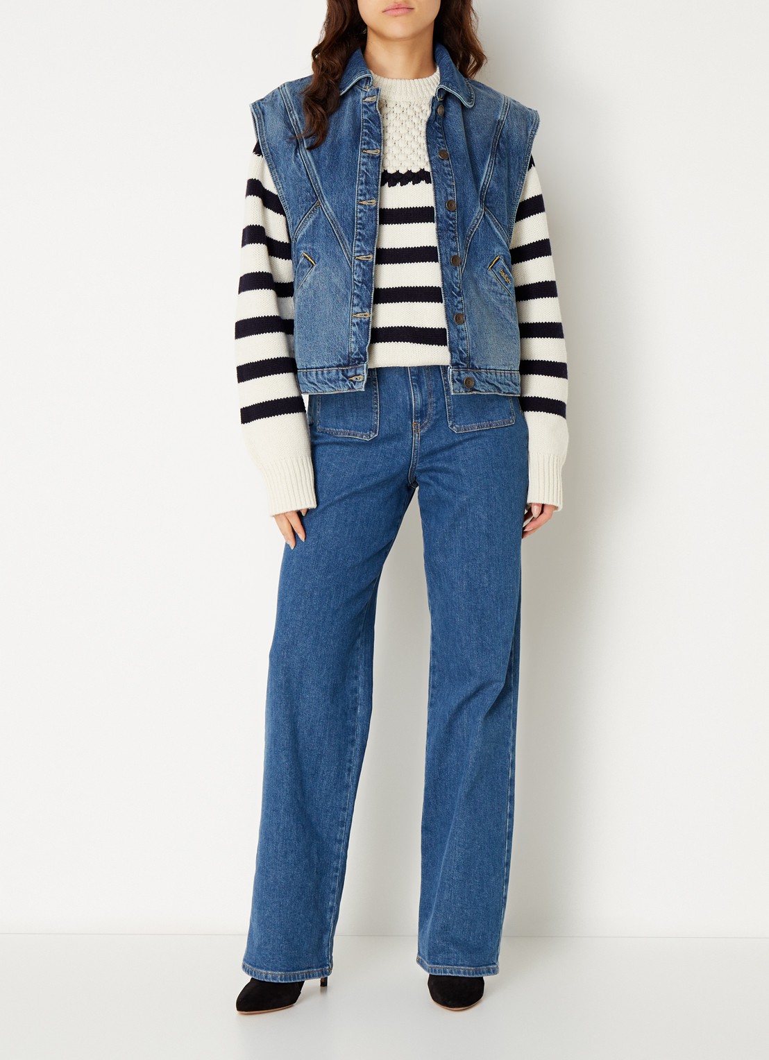 Ba&sh Max spijker gilet - voorkant 3 indigo