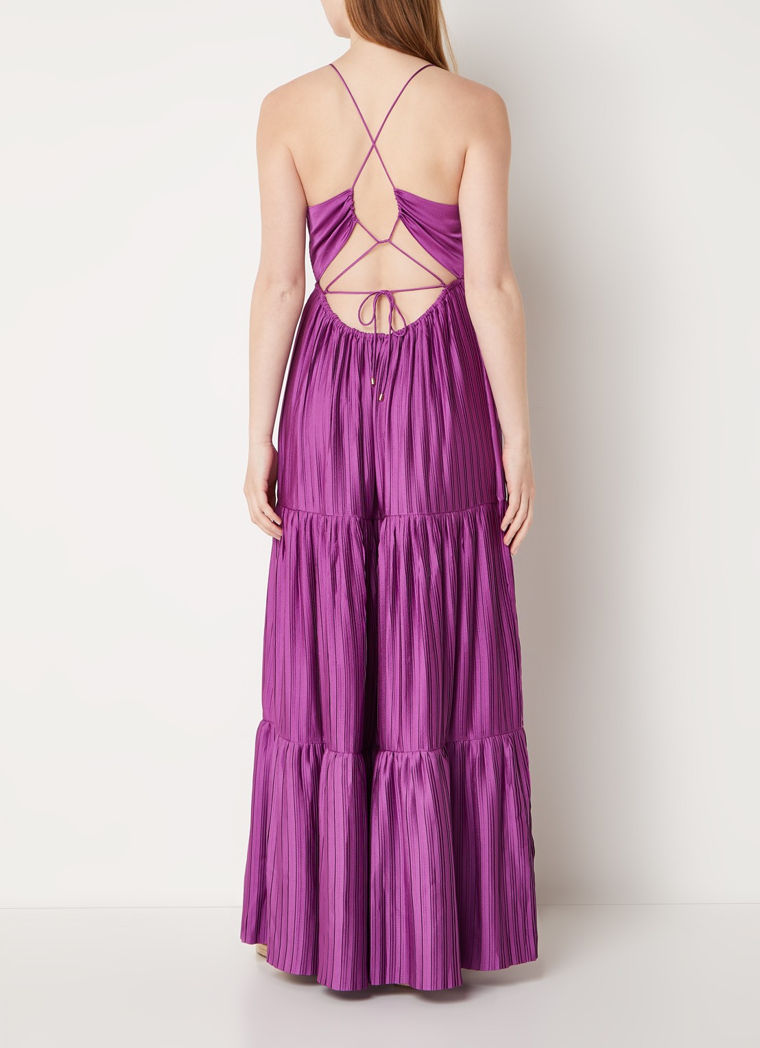 Ba&sh Maxi jurk met rugdecolleté  - voorkant 2 paars
