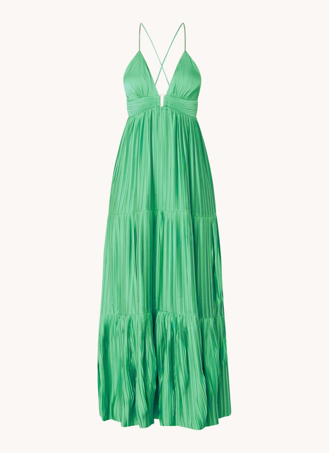 Ba&sh Maxi jurk met rugdecolleté  - voorkant groen