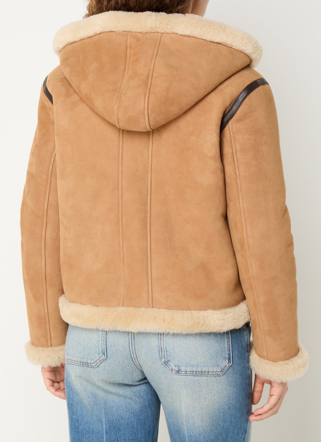 ba&sh Maxou lammy coat van schapenleer met steekzakken - achterkant 3 camel