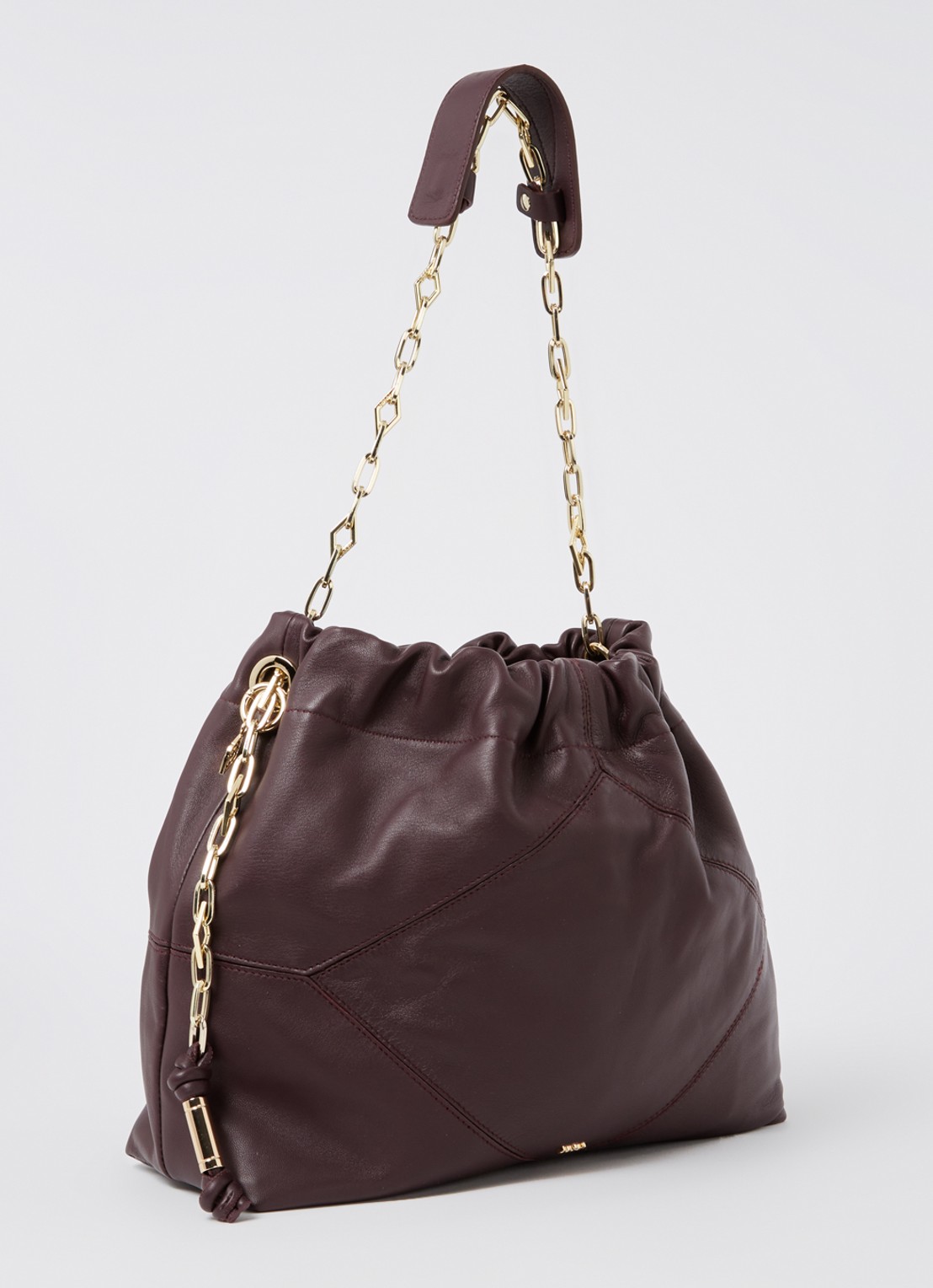 ba&sh Medium schoudertas van lamsleer - achterkant 4 aubergine