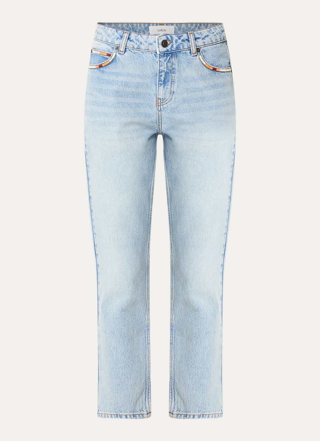 ba&sh Medium waist slim fit cropped jeans met lichte wassing - voorkant 3 indigo