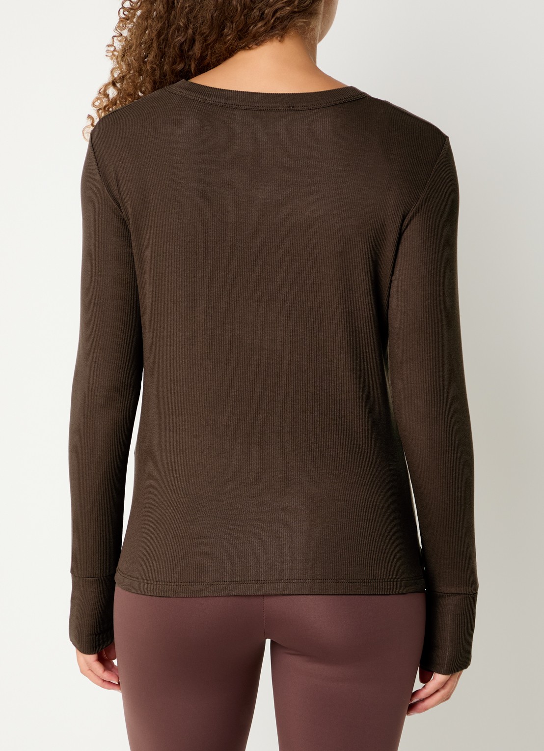 ba&sh Micha longsleeve met ribstructuur - achterkant 3 bruin